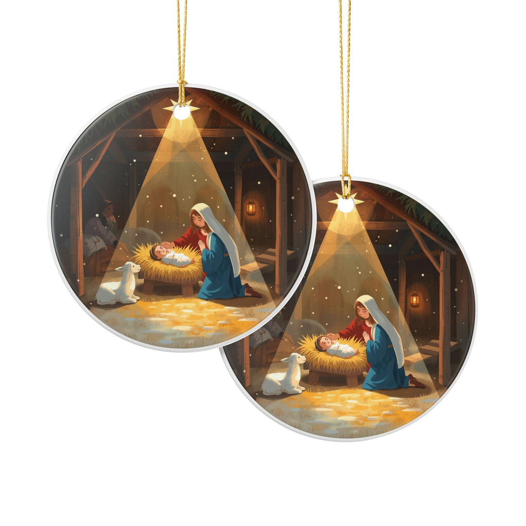 Nativity Ceramic Ornament — Mary & Baby Jesus Christmas Decor