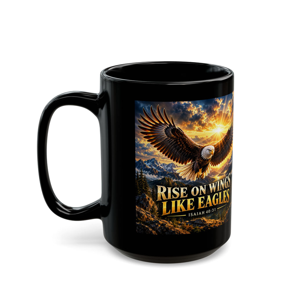 Rise on Wings Like Eagles — Isaiah 40:31 Black Mug
