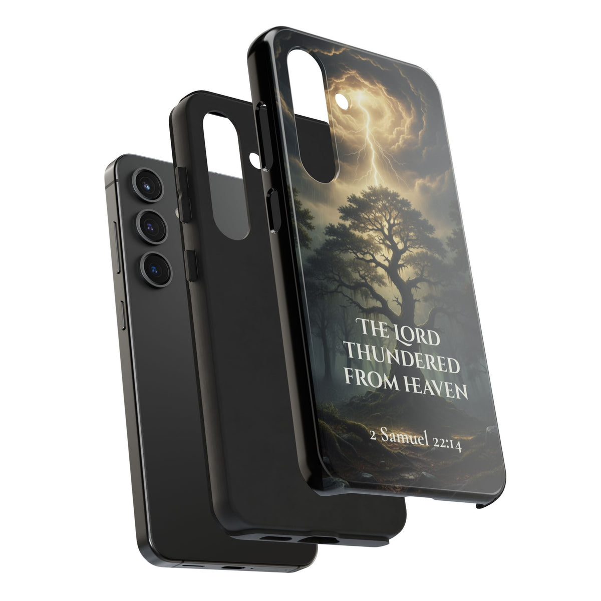 Christian Phone Case — "The Lord Thundered From Heaven" (2 Samuel 22:14) Storm & Lightning Design
