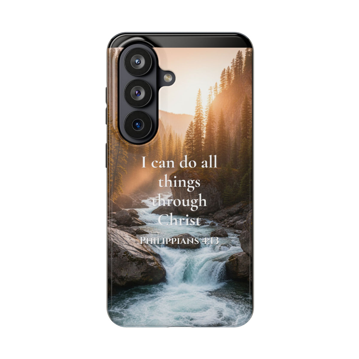 Christian Phone Case — "I Can Do All Things Through Christ" (Philippians 4:13) River Design