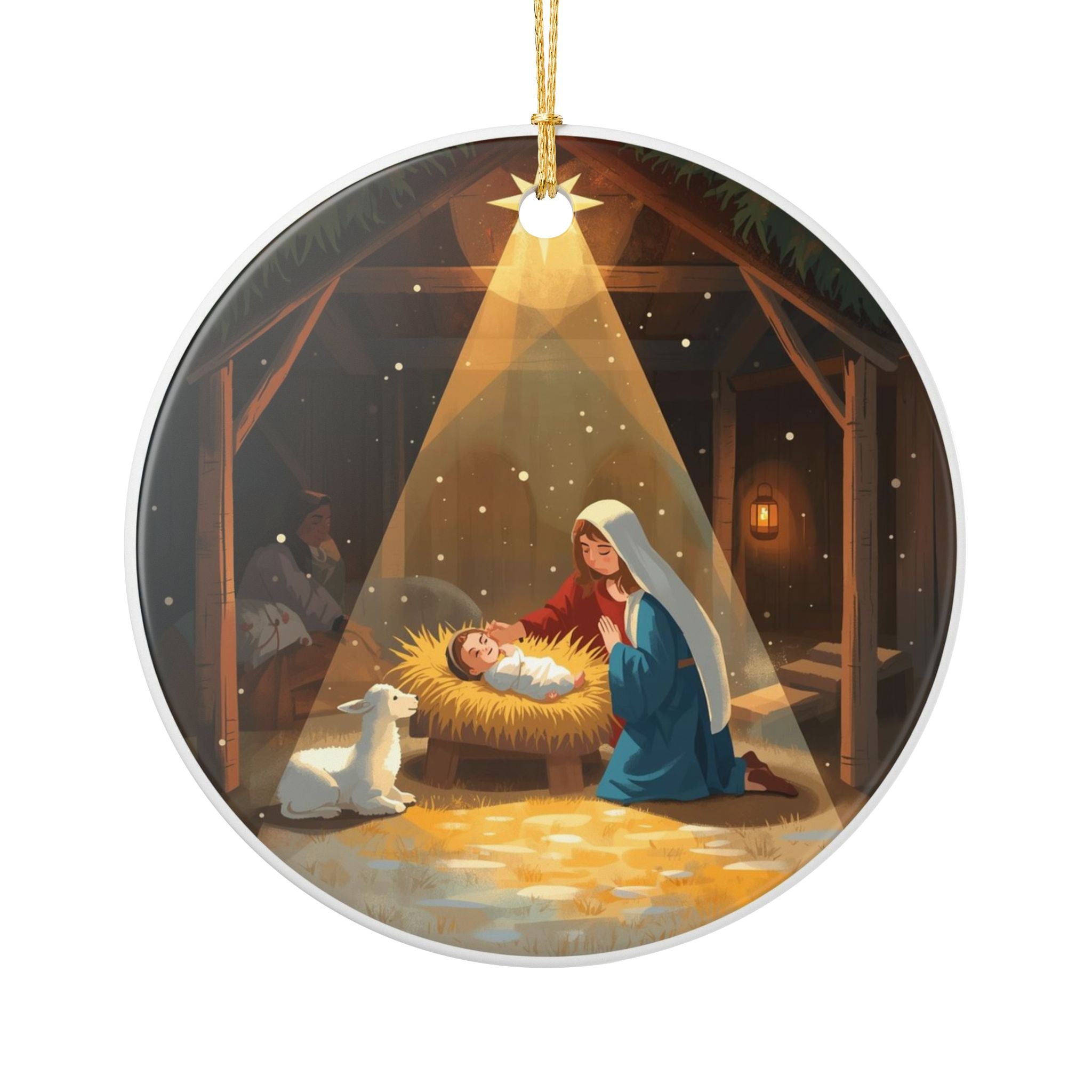 Nativity Ceramic Ornament — Mary & Baby Jesus Christmas Decor