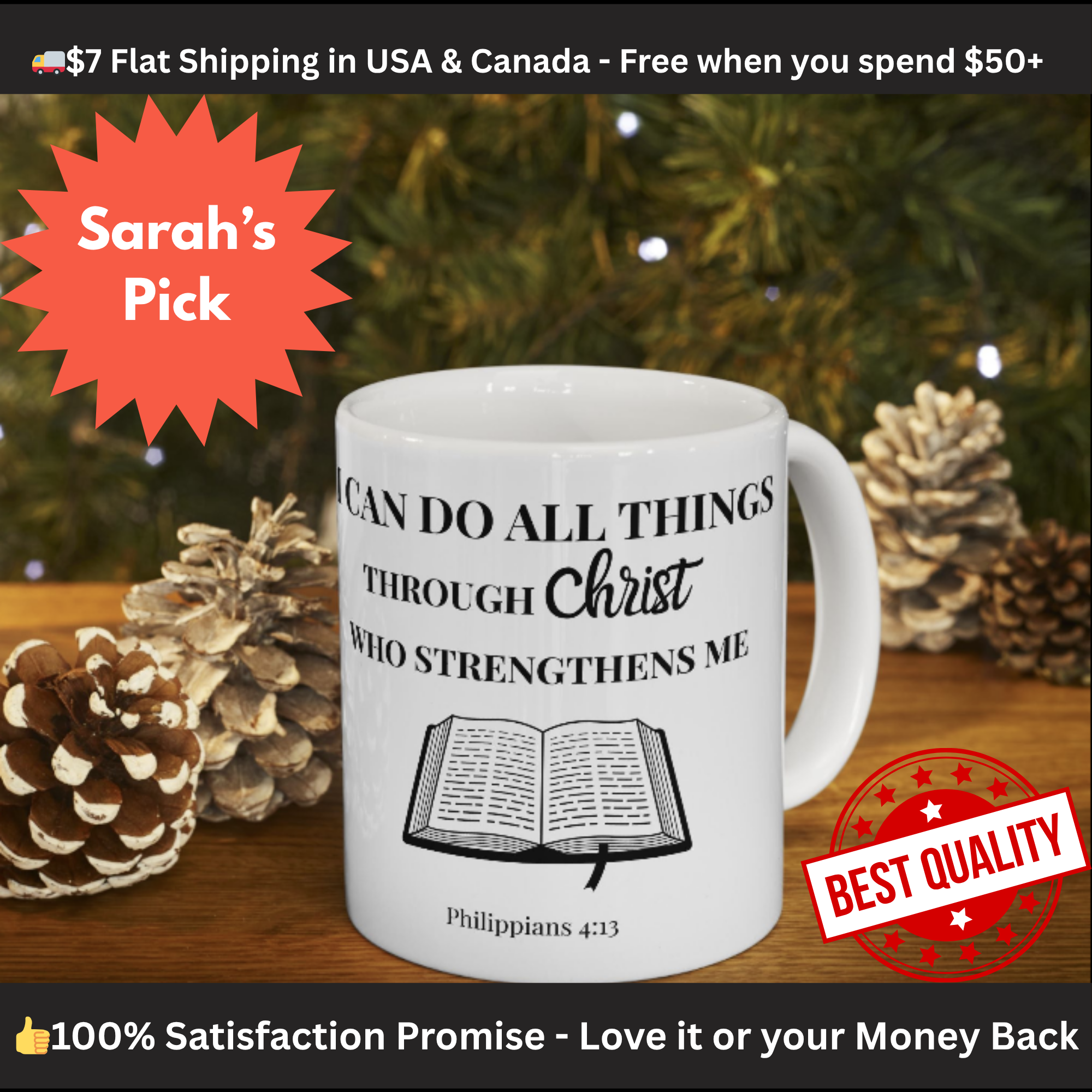 Philippians 4:13 Christian Mug | I Can Do All Things Through Christ Coffee Cup