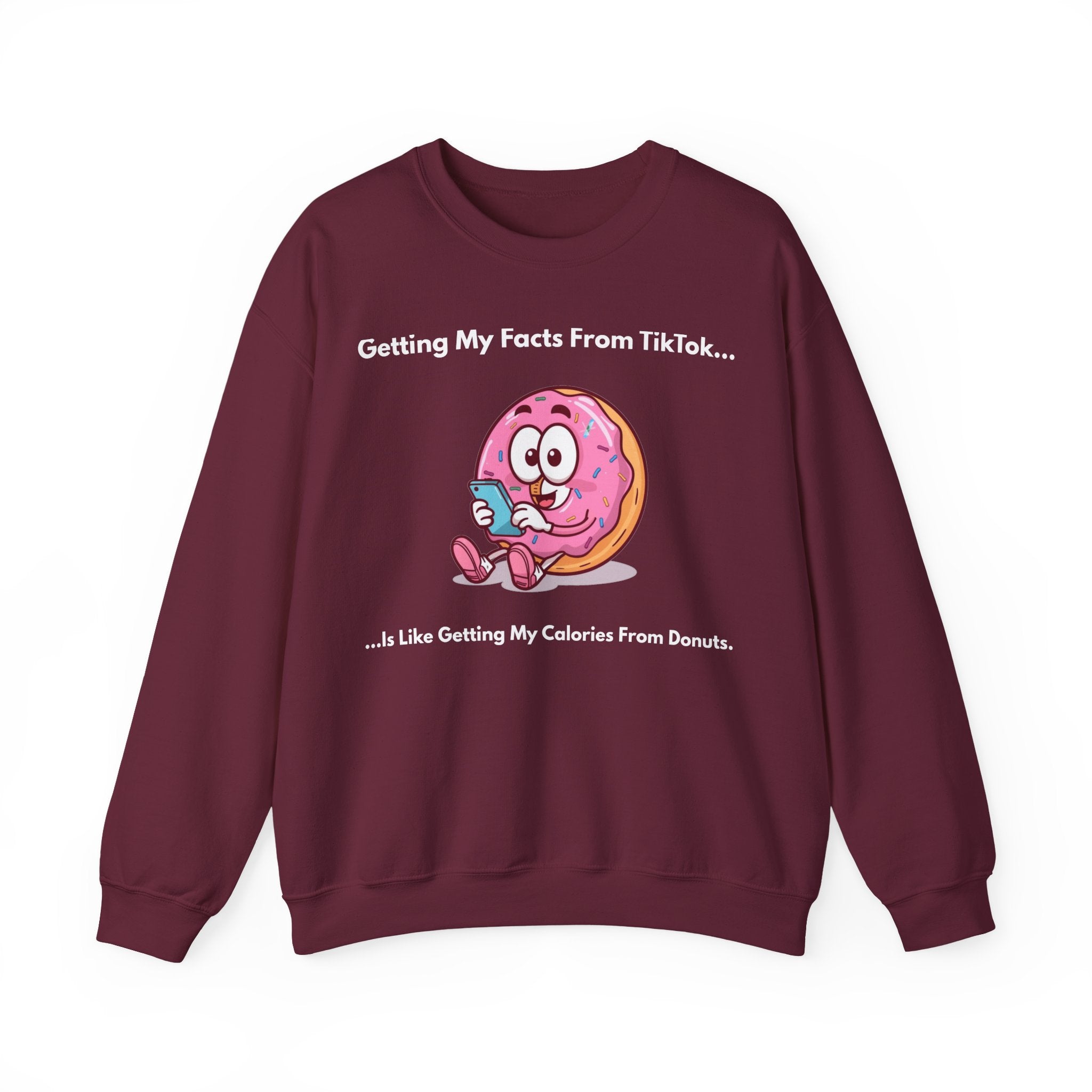 Funny “TikTok vs Donut Calories” Sweatshirt – Cozy Graphic Pullover for Everyday Wear