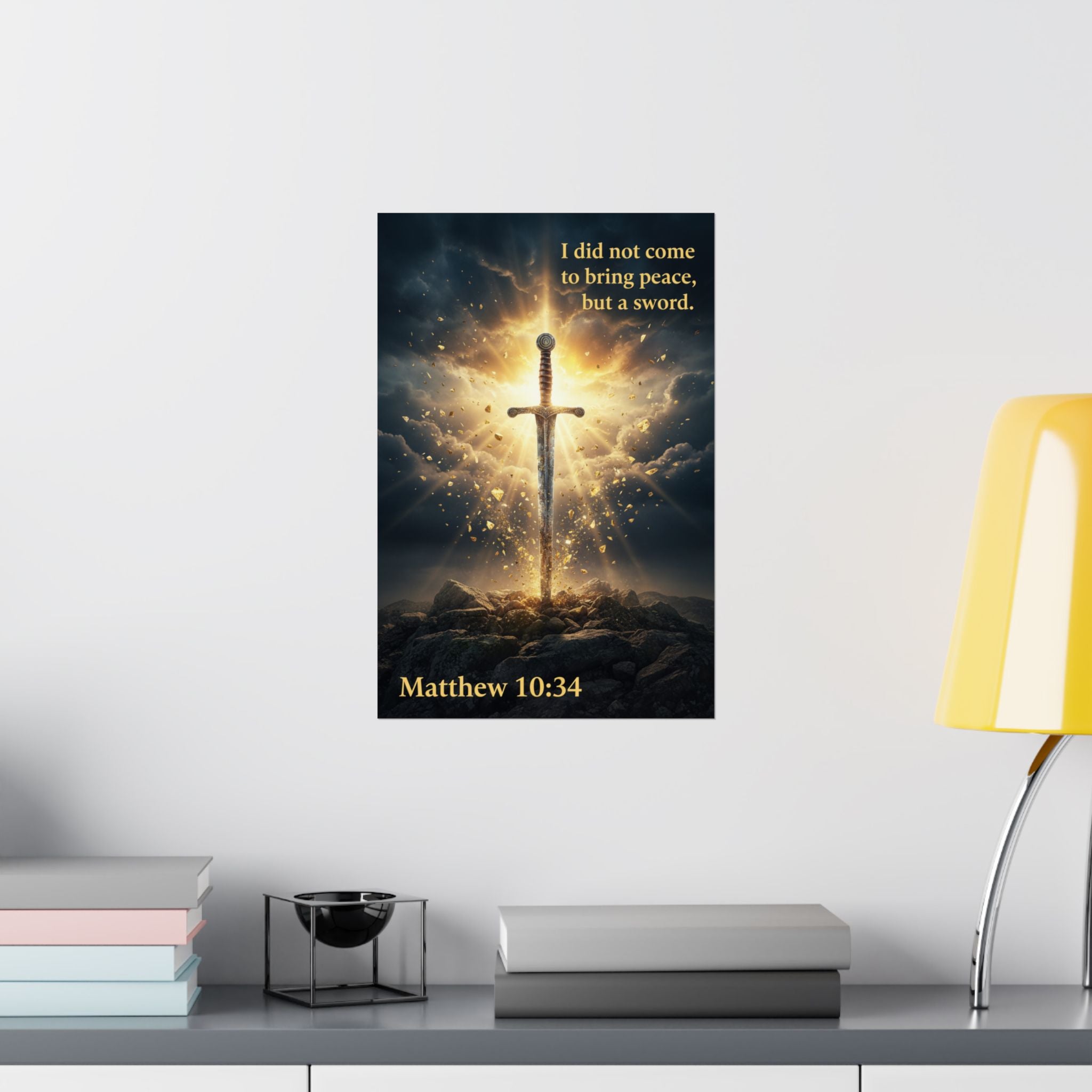 Matthew 10:34 Sword Poster — Christian Inspirational Matte Vertical Poster