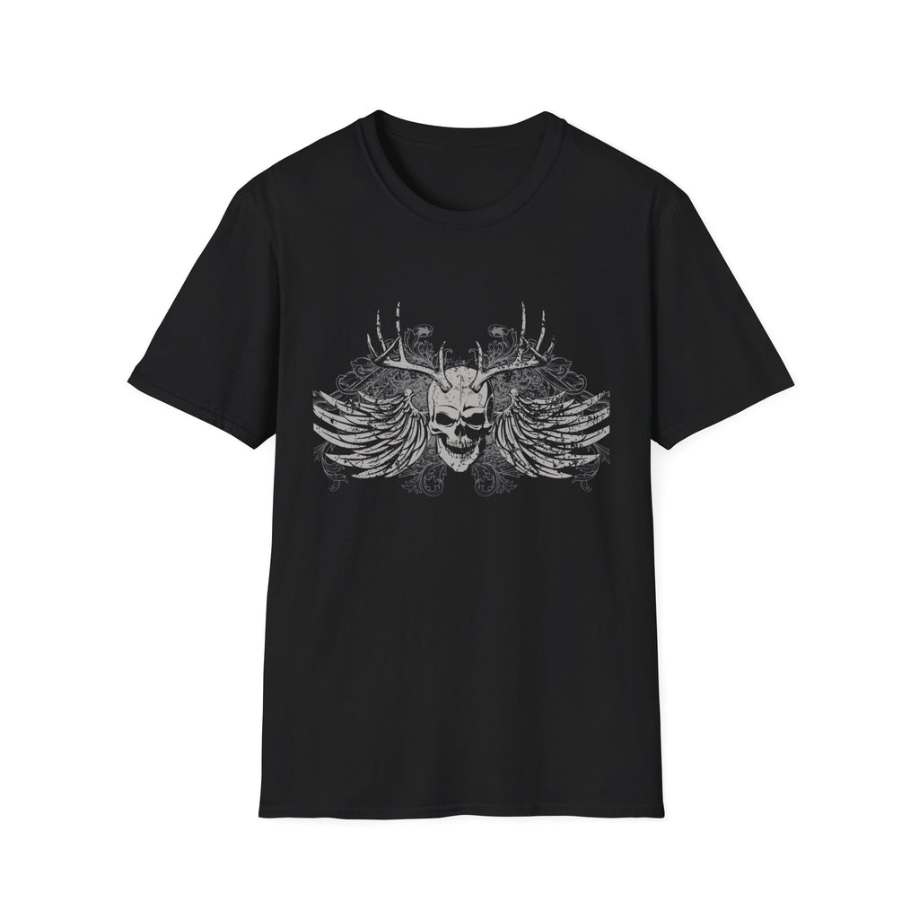 Edgy Skull Wings T-Shirt - Alternative Rock Fashion, Halloween Costume, Grunge Style, Casual Wear, Unisex Gift