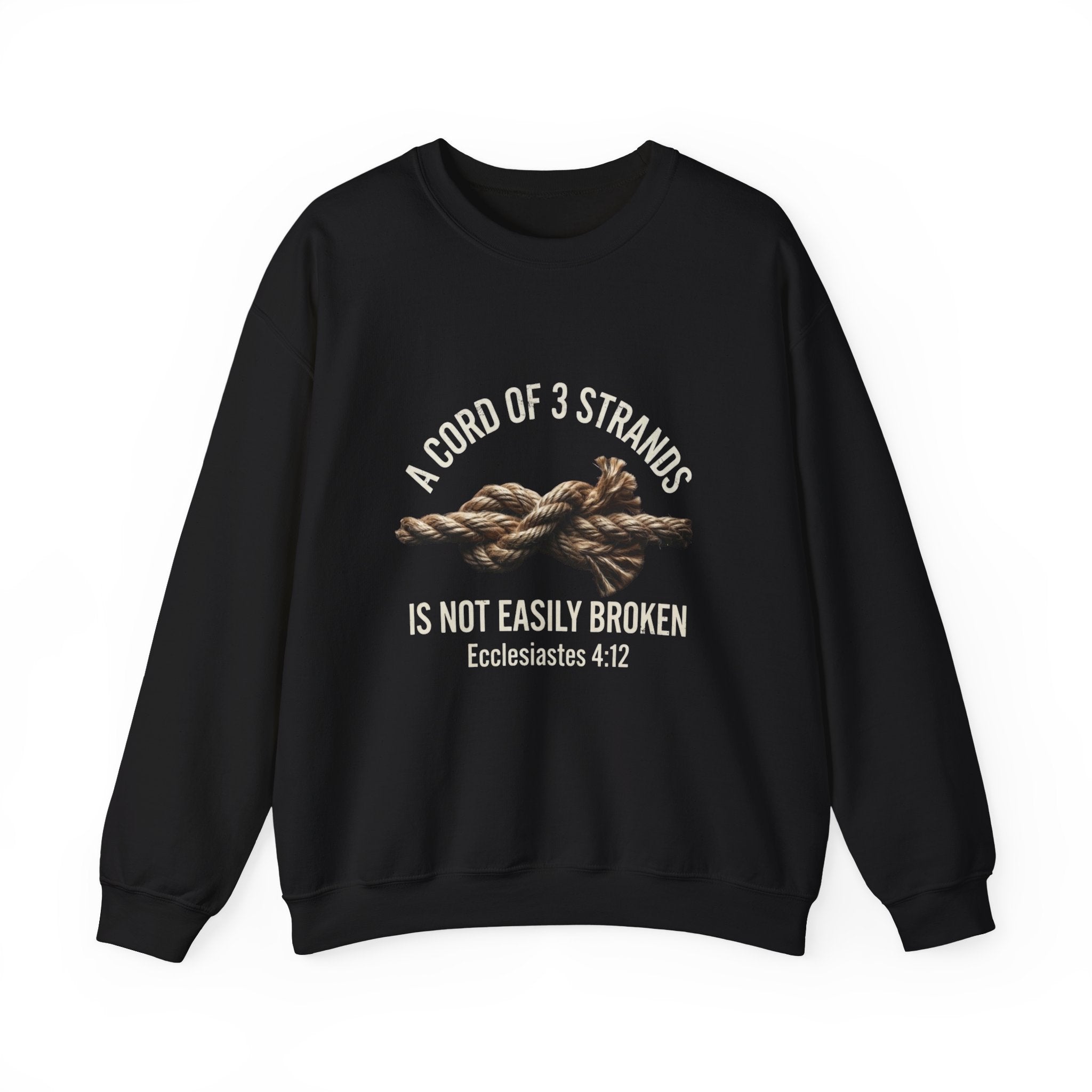 A Cord of 3 Strands Crewneck Sweatshirt — Ecclesiastes 4:12 — Christian Faith Pullover