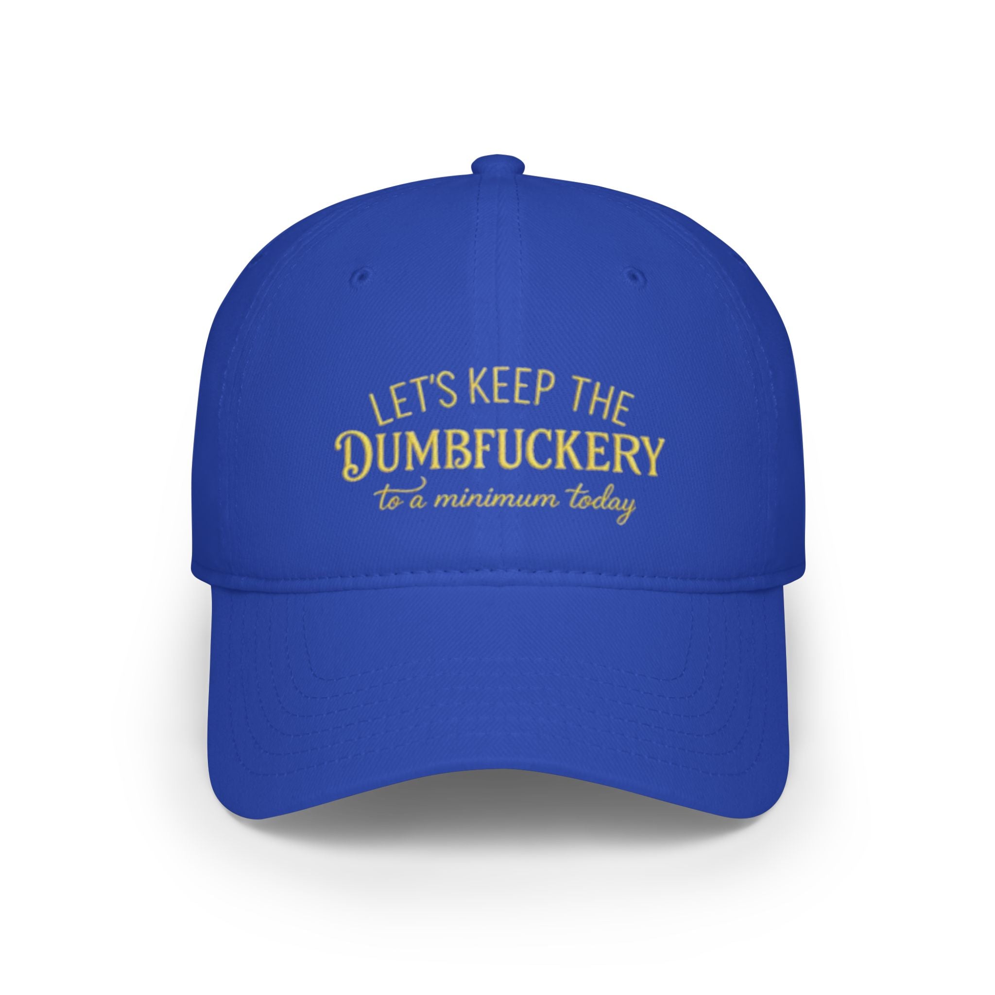 Humorous Low Profile Baseball Cap - "Let's Keep the Dumbfuckery to a Minimum Today"