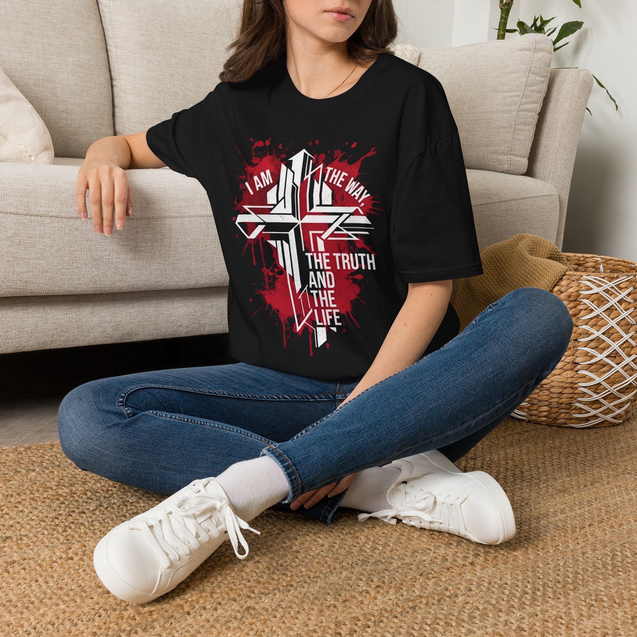 Christian Cross T-Shirt — "I Am the Way, the Truth & the Life" Faith Tee
