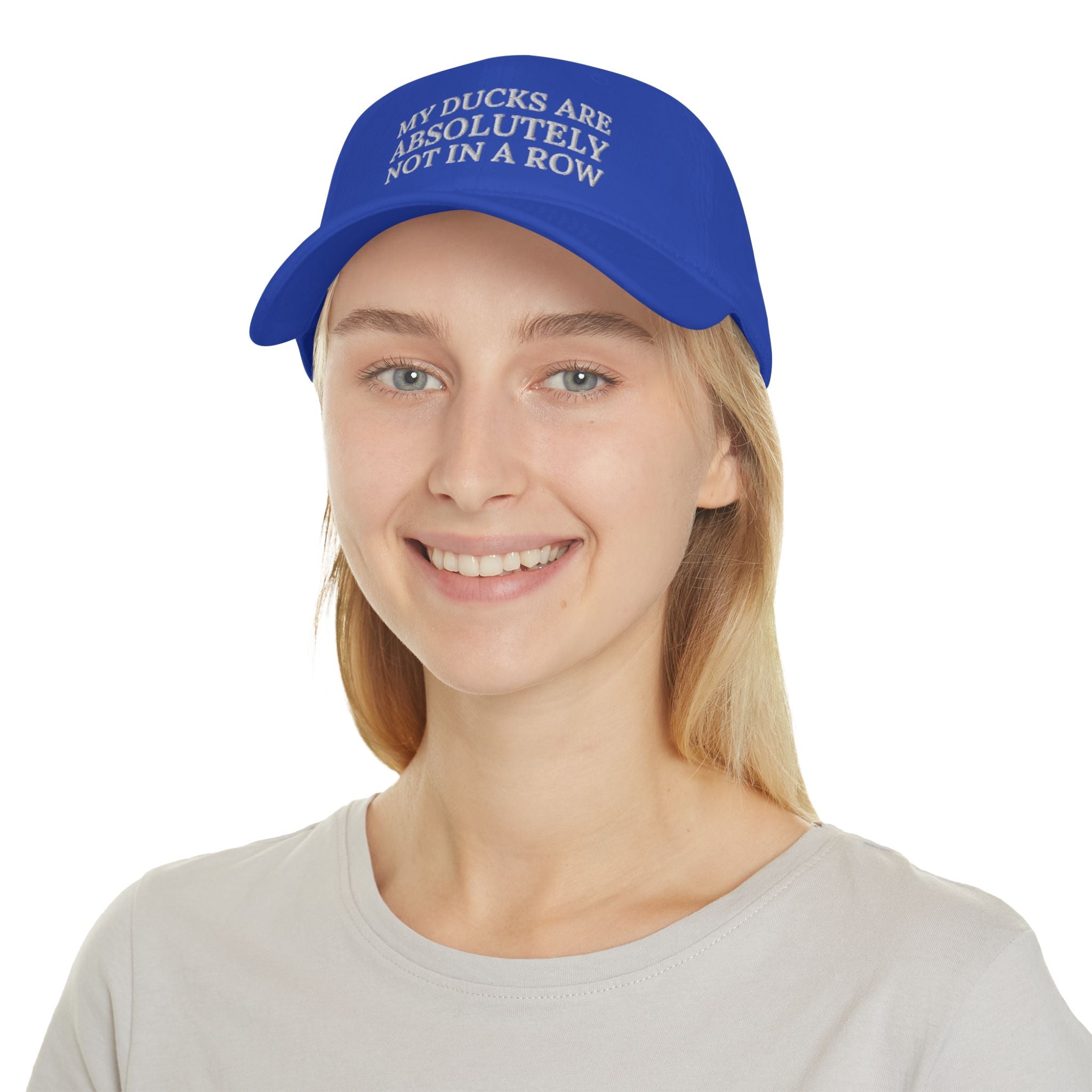 Humorous Low Profile Baseball Cap – "My Ducks Are Absolutely Not in a Row"
