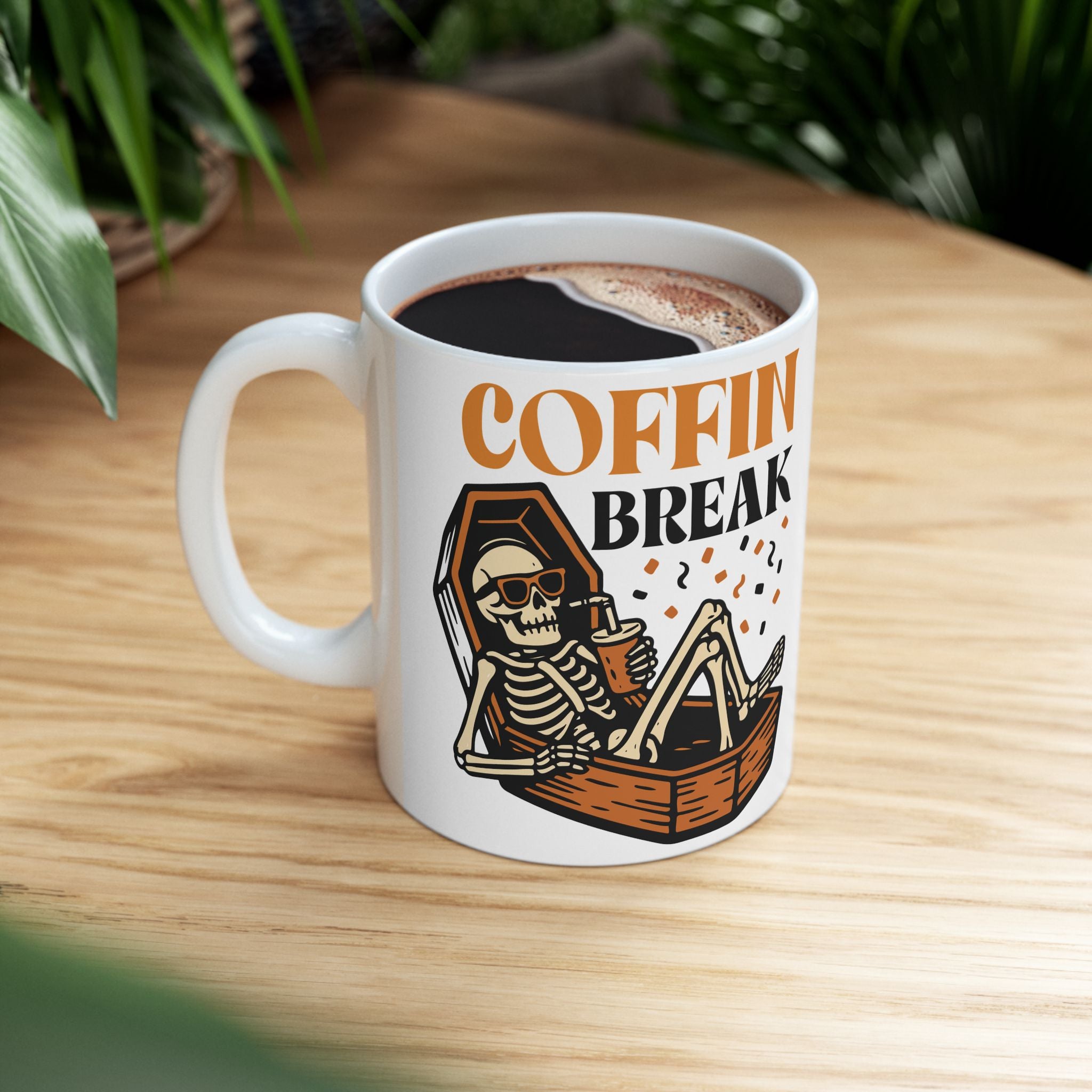 Spooky Skeleton Coffee Mug - Coffin Break Design