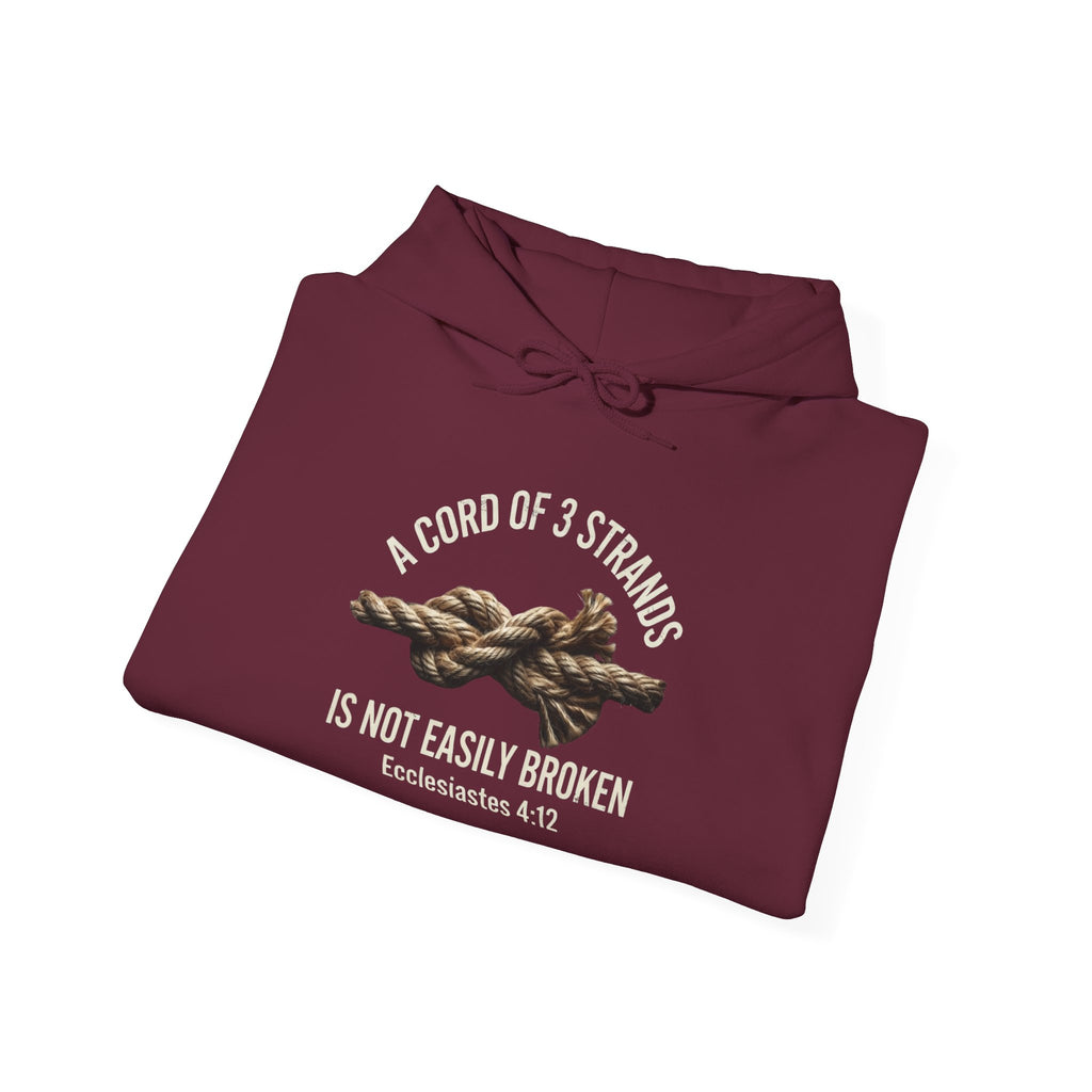 A Cord of 3 Strands Hoodie — Ecclesiastes 4:12 — Christian Faith Pullover