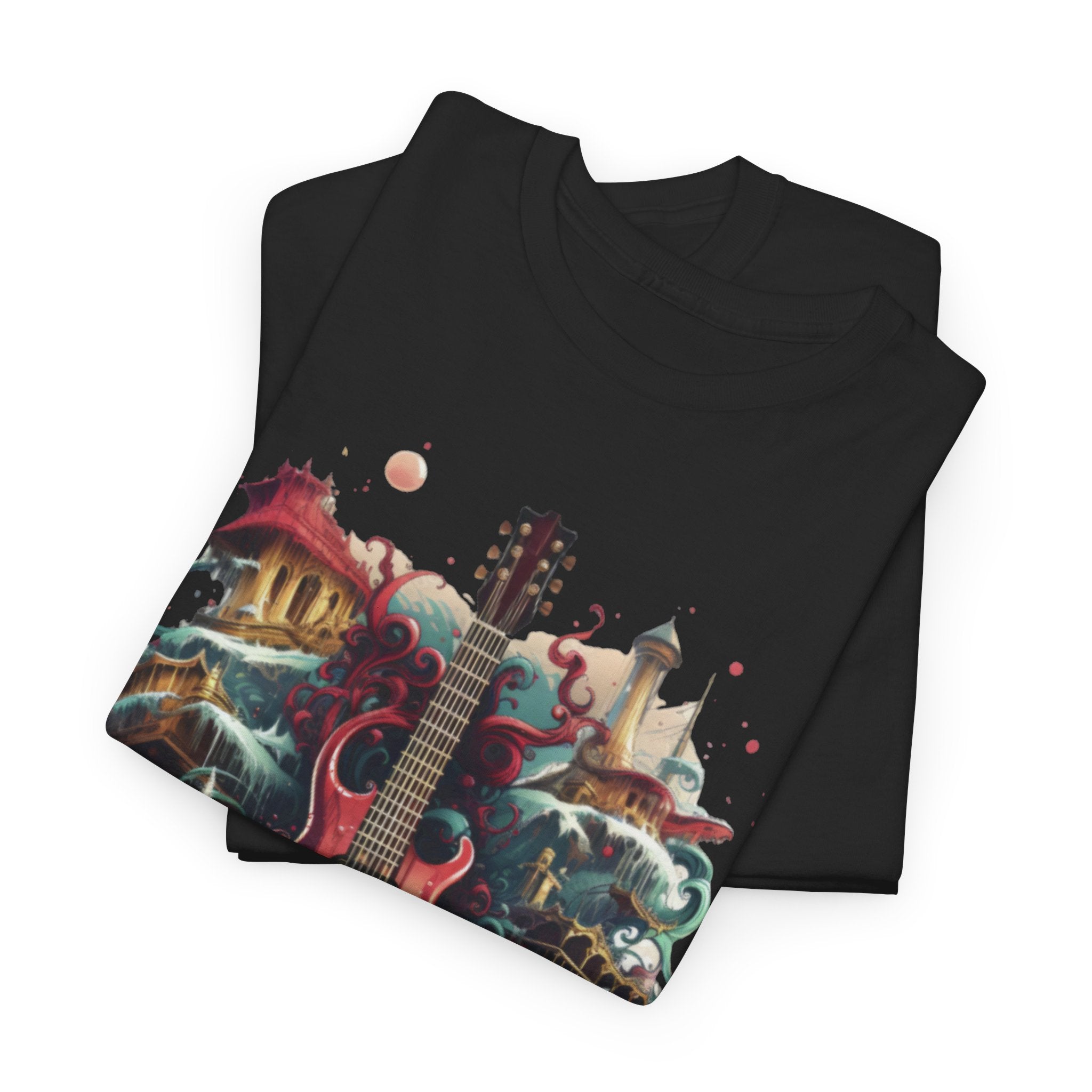 Surreal Acoustic Guitar Ocean Adventure Graphic T-Shirt