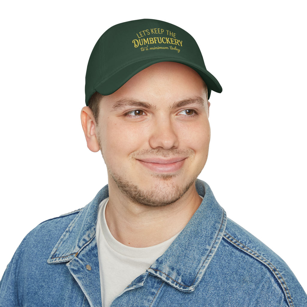 Humorous Low Profile Baseball Cap - "Let's Keep the Dumbfuckery to a Minimum Today"