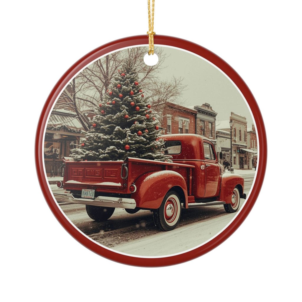 Vintage Red Truck Christmas Ornament — (2-Sided)