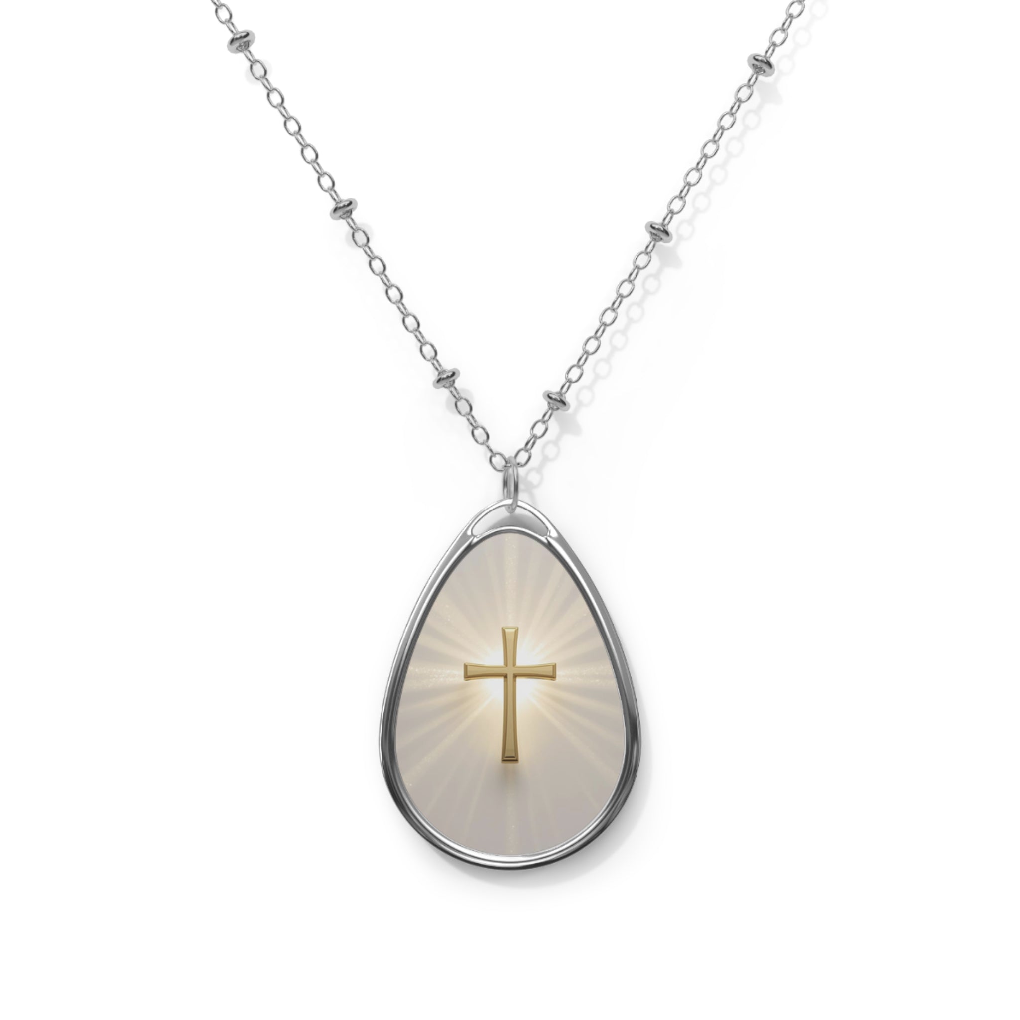 Radiant Cross Teardrop Pendant – A Wearable Reminder of Hope