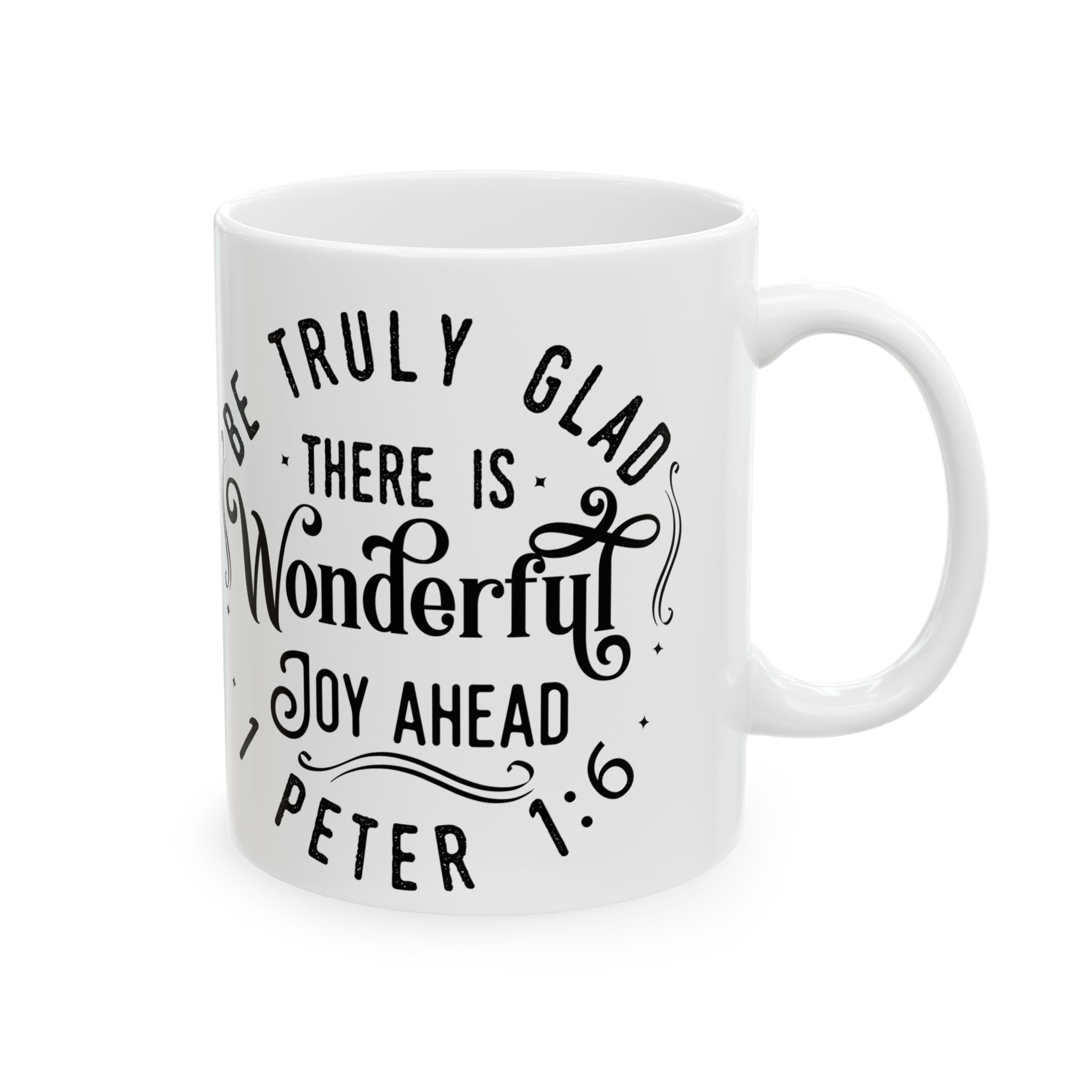 1 Peter 1:6 "Wonderful Joy" Floral Scripture Coffee Mug