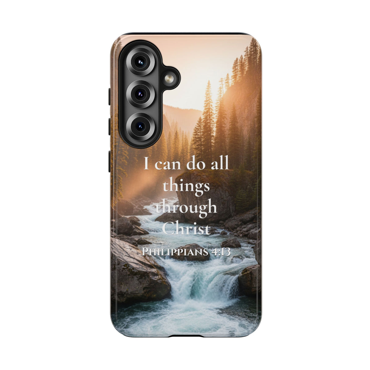 Christian Phone Case — "I Can Do All Things Through Christ" (Philippians 4:13) River Design