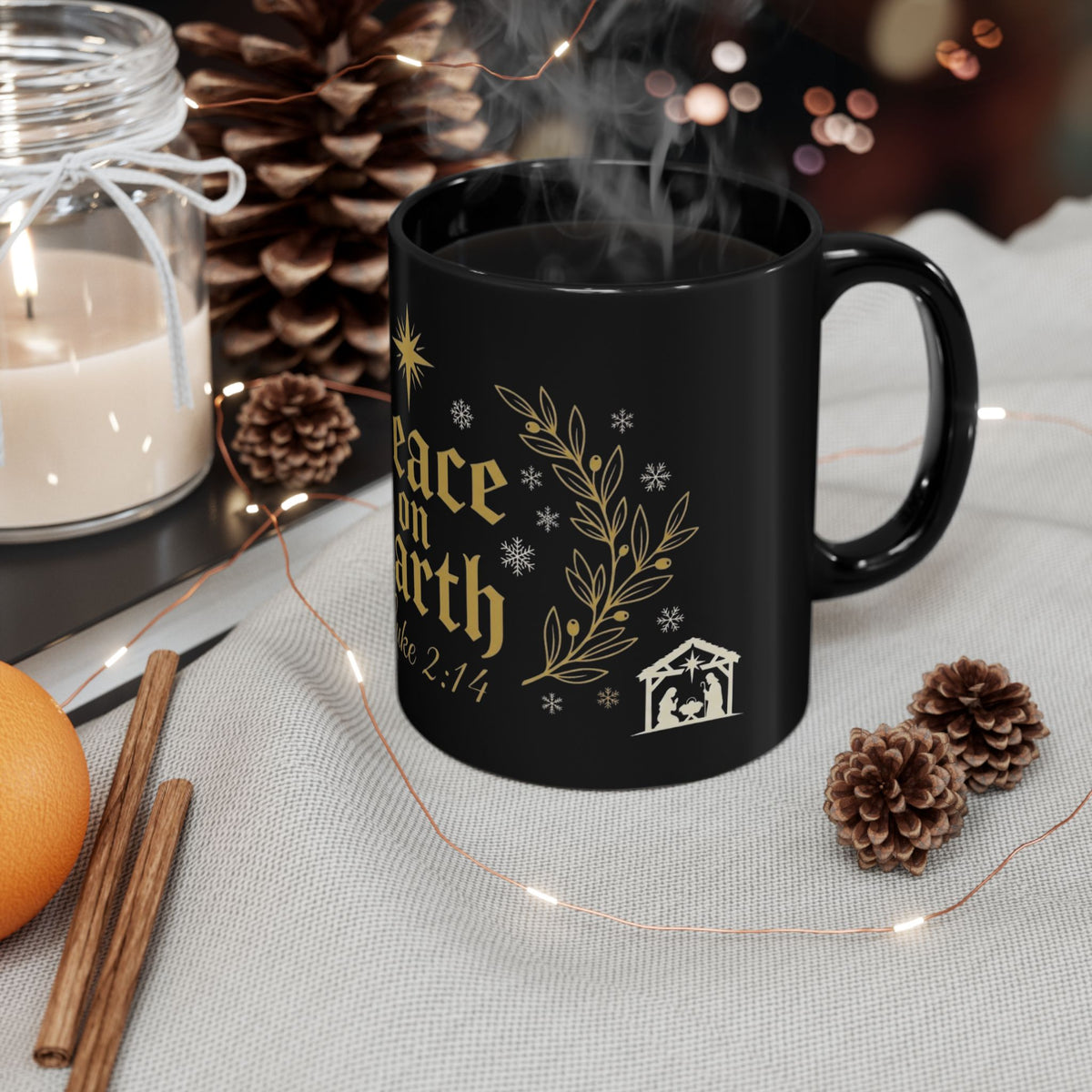 Peace on Earth Mug — Luke 2:14 | Faith Christmas Coffee Cup