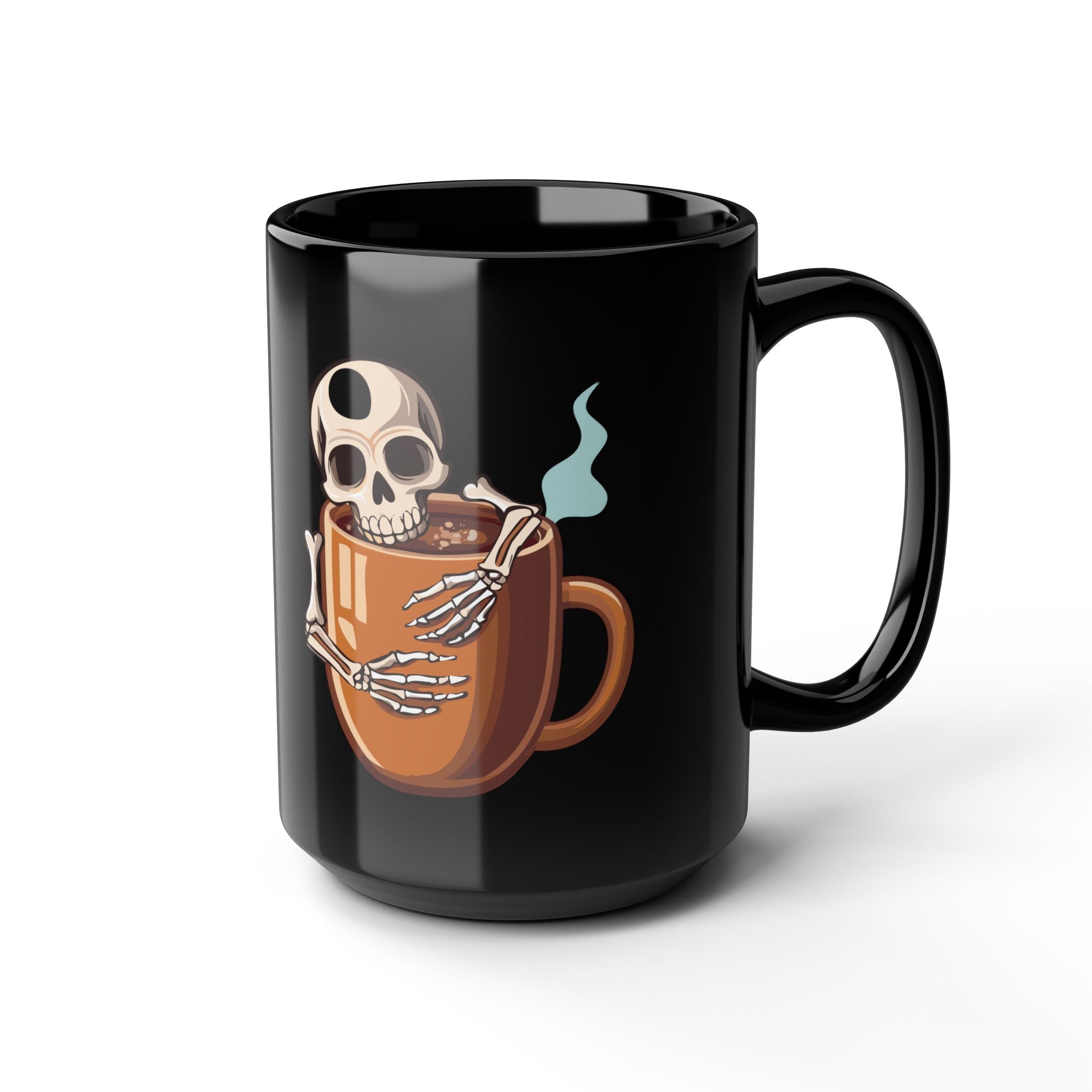 Skeleton Hugging Coffee Mug | 11oz & 15oz Black Ceramic