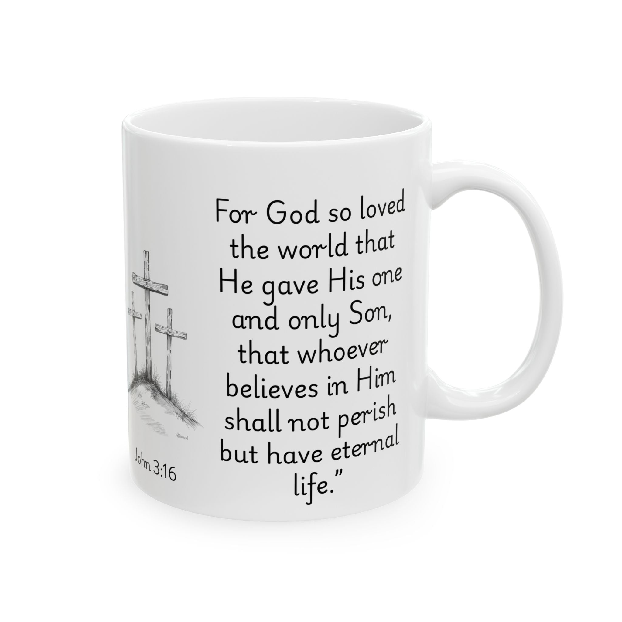 John 3:16 Three Crosses – Christian Coffee Mug