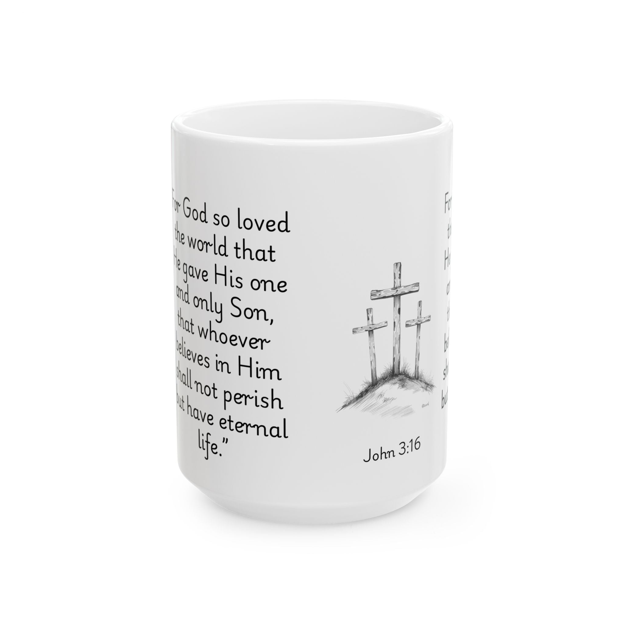 John 3:16 Three Crosses – Christian Coffee Mug