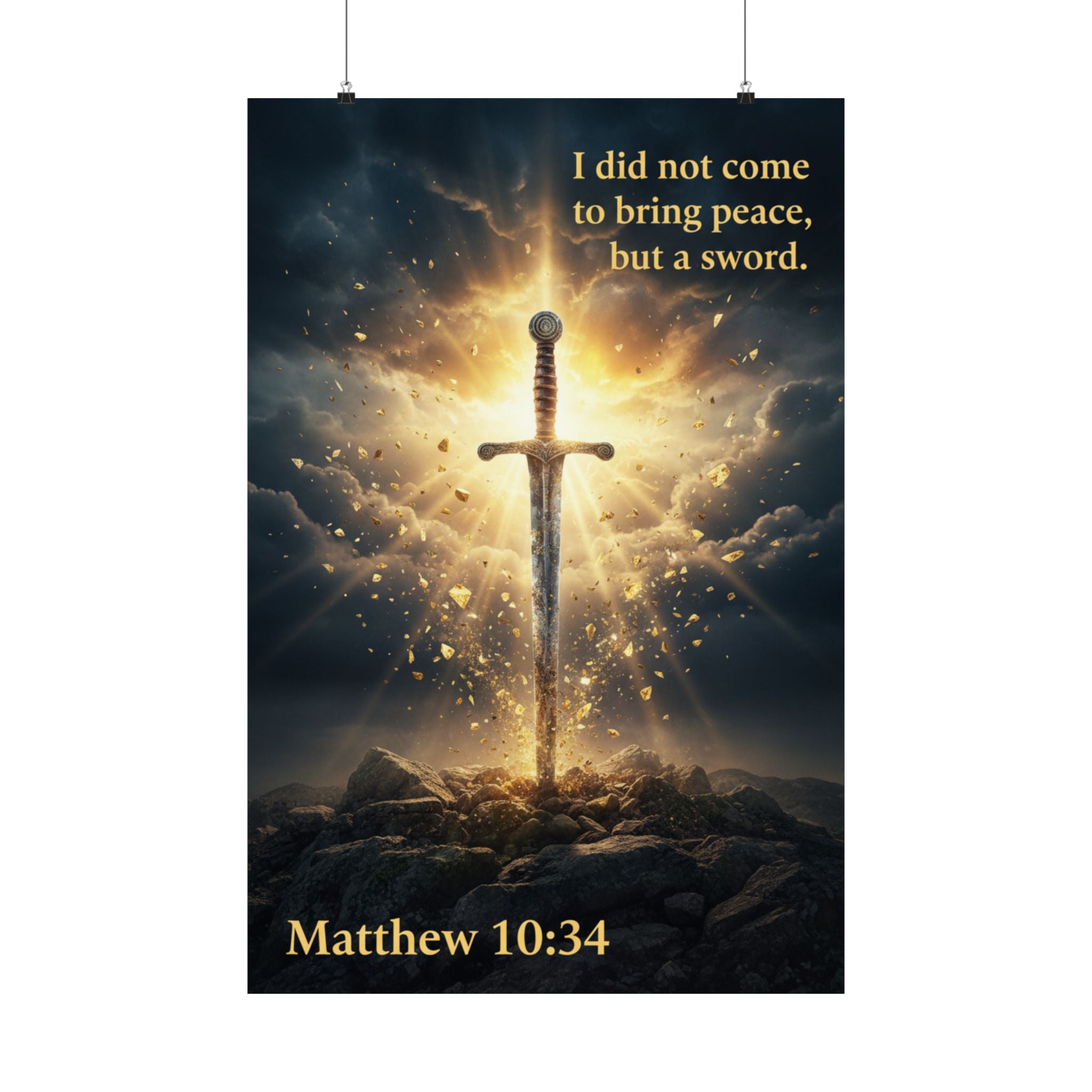 Matthew 10:34 Sword Poster — Christian Inspirational Matte Vertical Poster