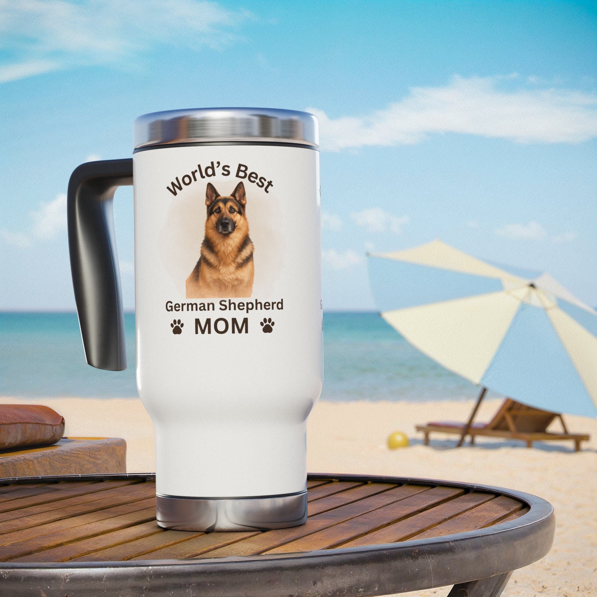 German Shepherd Mom - Premium 14oz Stainless Steel Travel Mug
