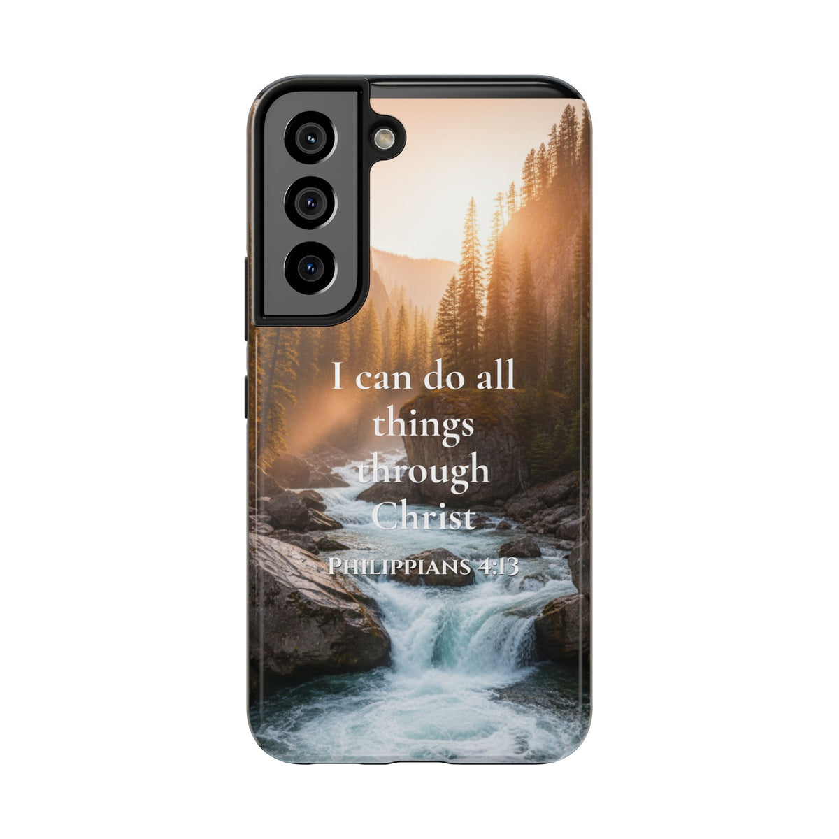 Christian Phone Case — "I Can Do All Things Through Christ" (Philippians 4:13) River Design