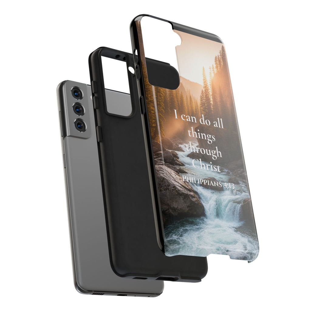 Christian Phone Case — "I Can Do All Things Through Christ" (Philippians 4:13) River Design