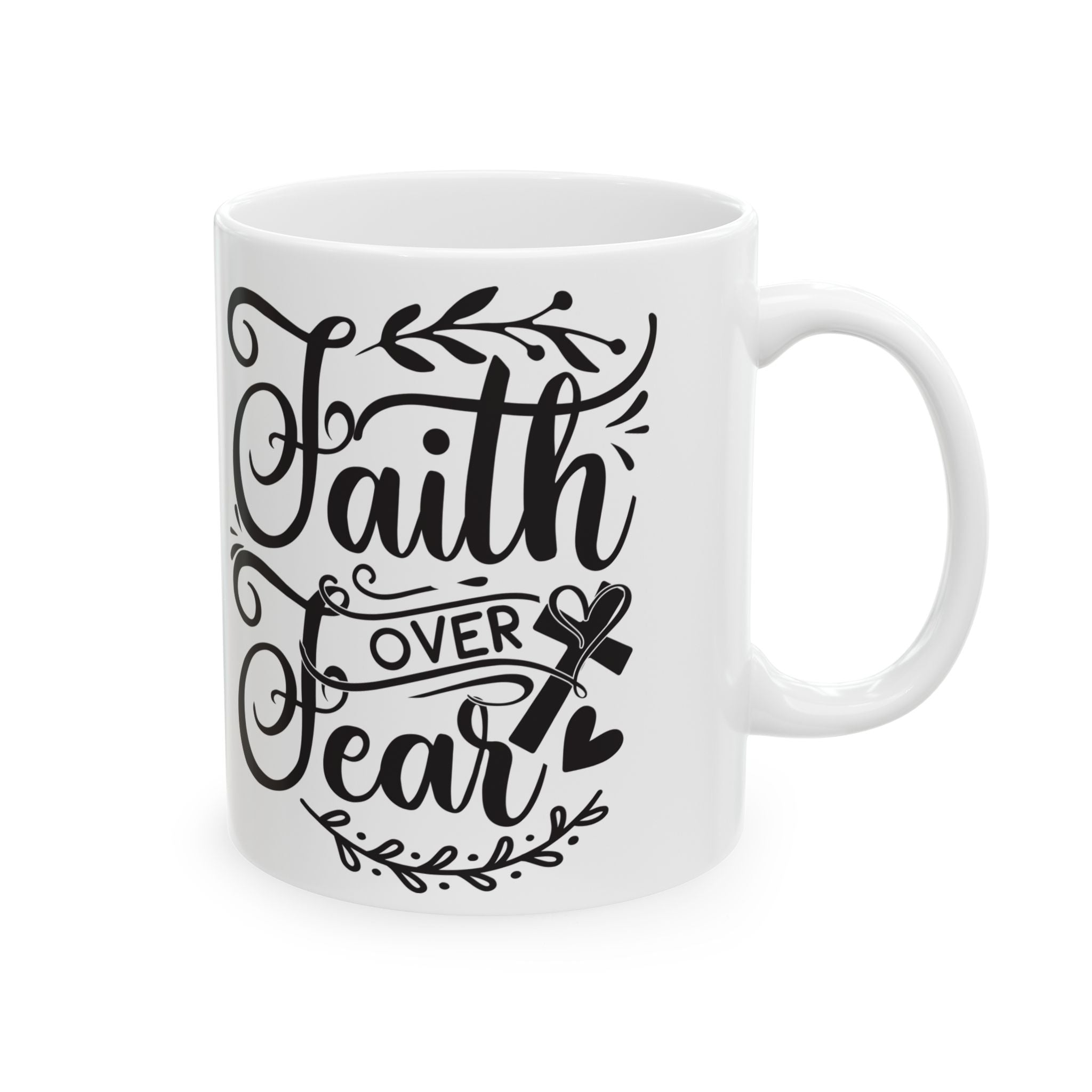 Inspirational Faith Over Fear Mug | Christian Gift for Women