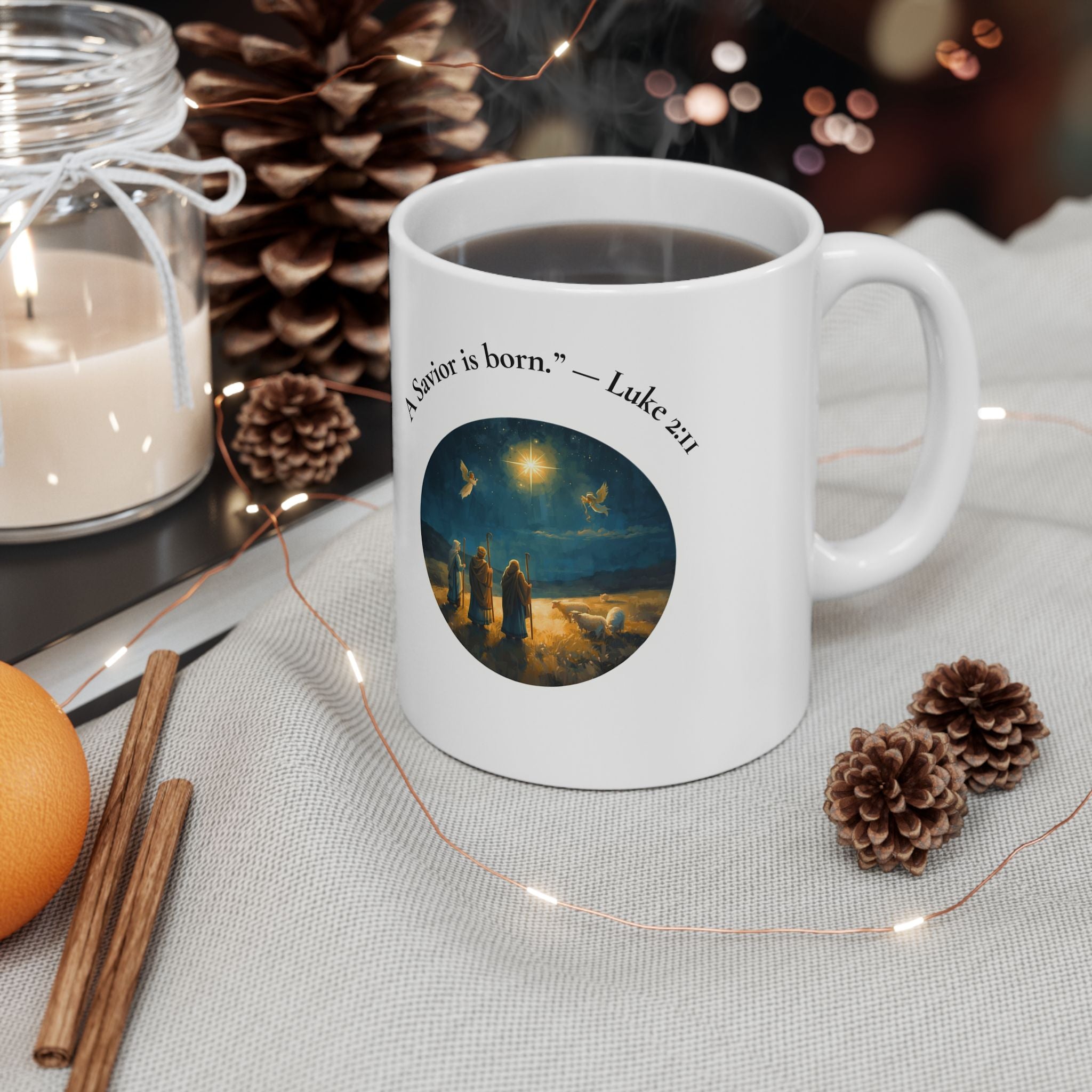 A Savior Is Born — Luke 2:11 Christmas Mug 11oz & 15oz