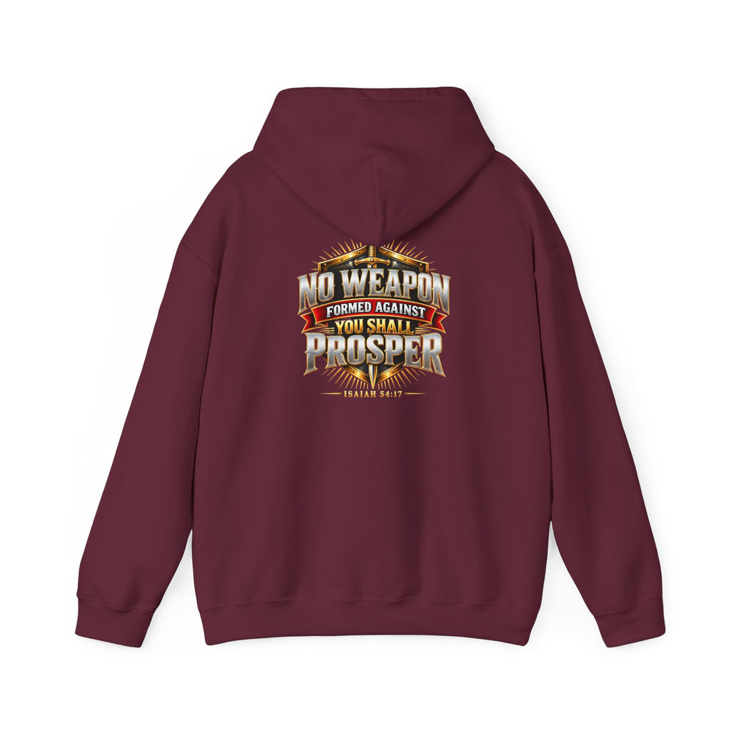 Isaiah 54:17 No Weapon Formed Christian hoodie, another view