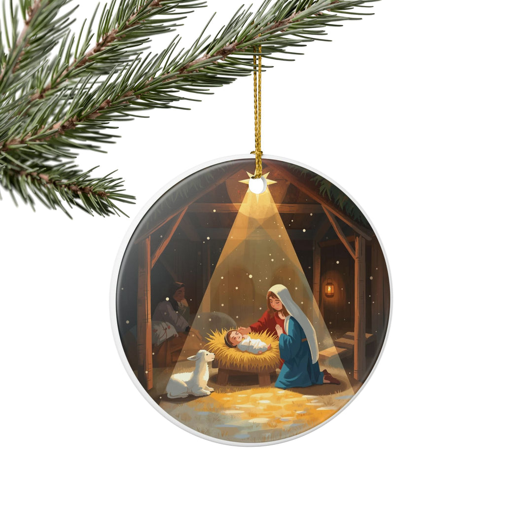 Nativity Ceramic Ornament — Mary & Baby Jesus Christmas Decor