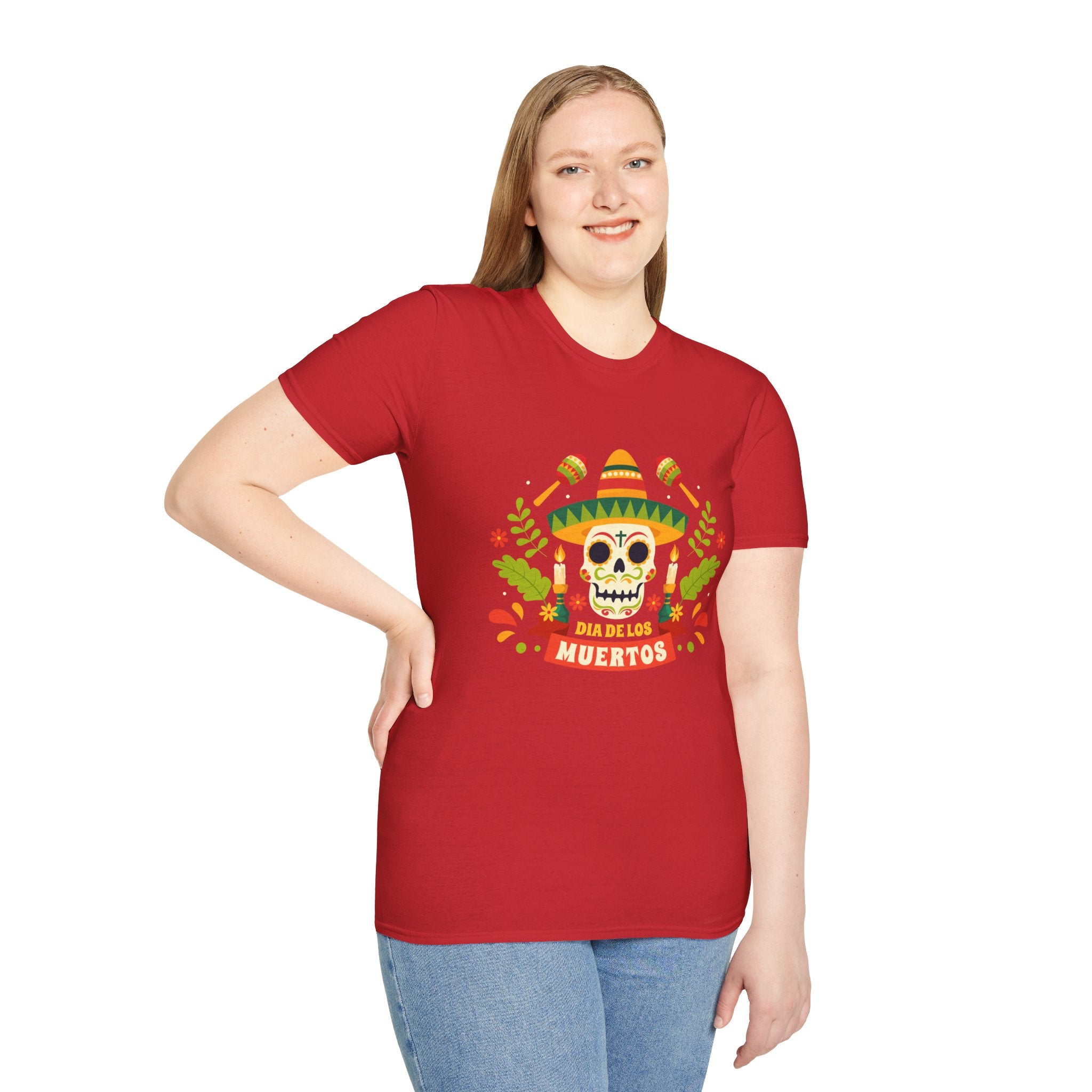 Dia de los Muertos T-Shirt, Unisex Softstyle Tee, Halloween Apparel, Mexican Celebration Shirt, Cultural Celebration Outfit, Gift Idea