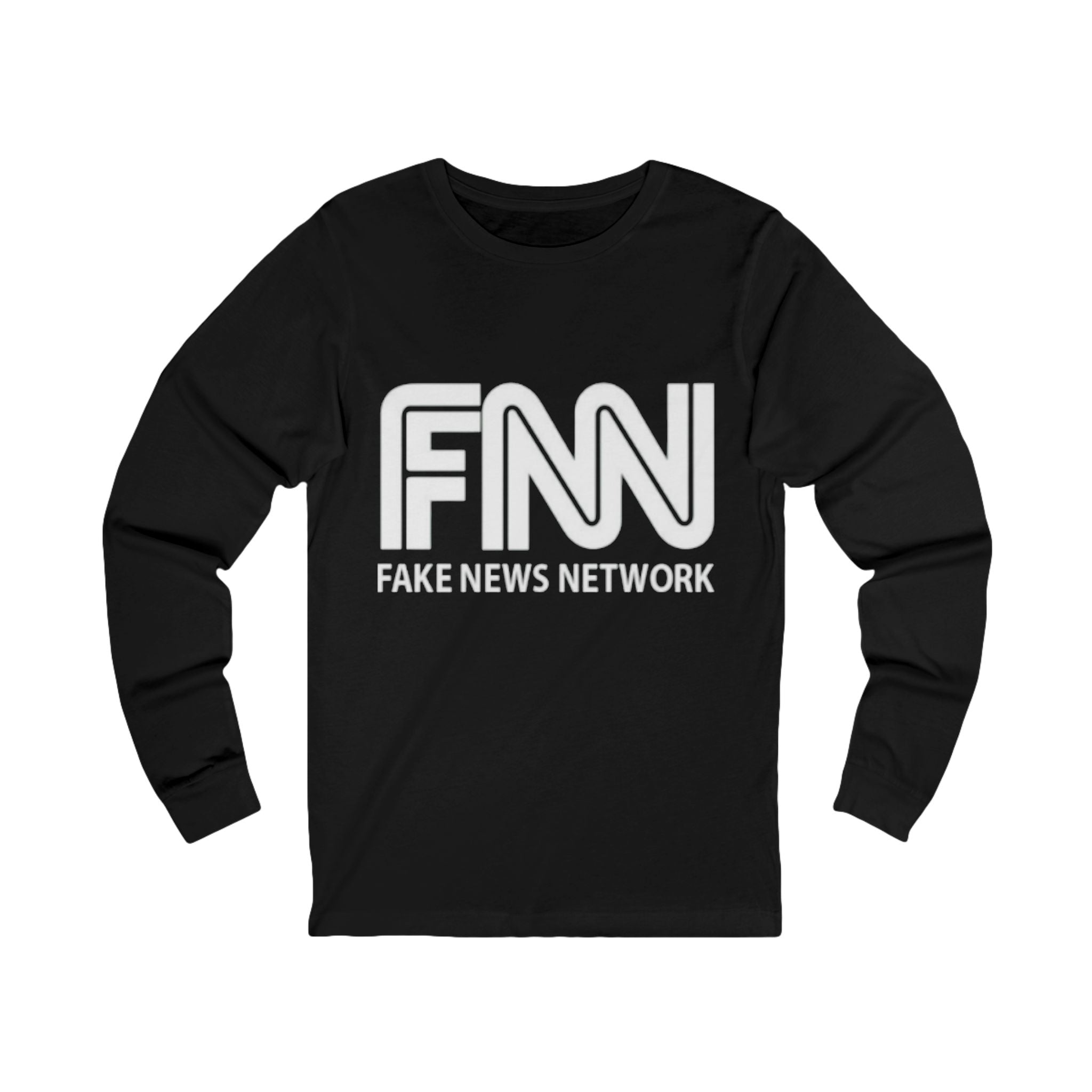 Fake News Network Long Sleeve Tee — Satirical Political Graphic Shirt