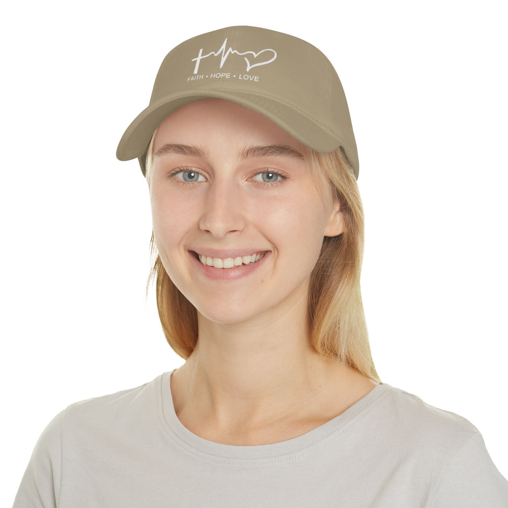 Faith Hope Love Low Profile Baseball Cap, Inspirational Hat, Gift for Him/Her, Everyday Wear, Cap for Spiritual Beliefs