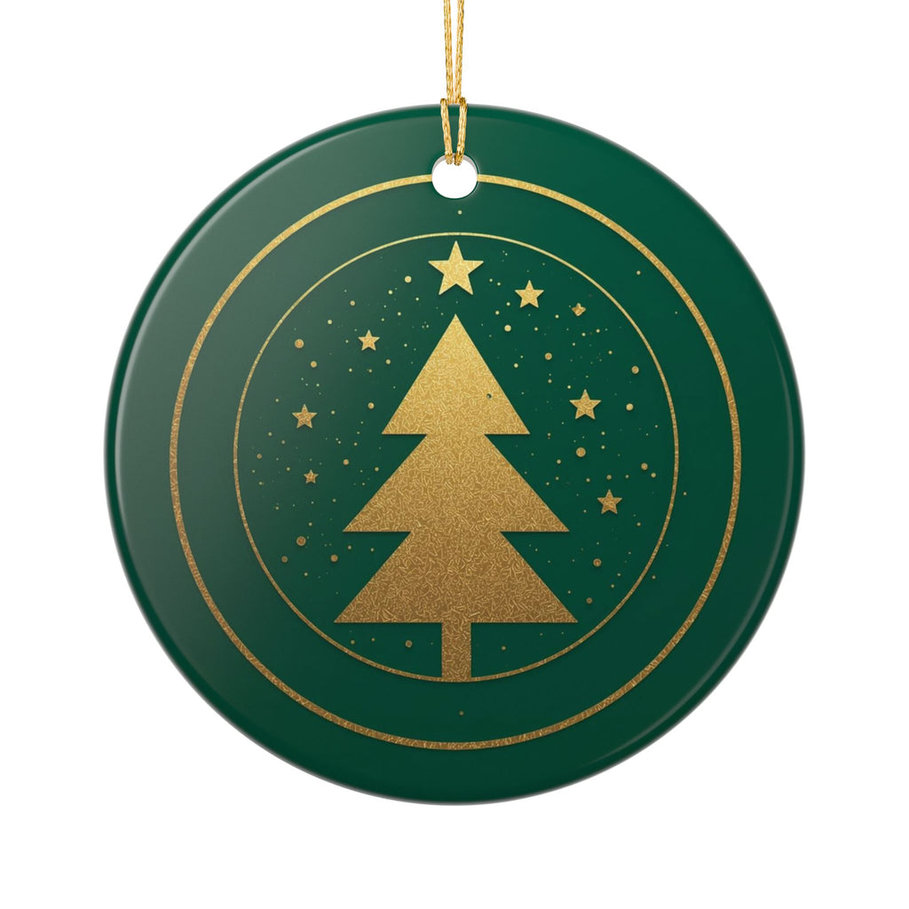 Green Pine Tree Ceramic Ornament (2-Sided)