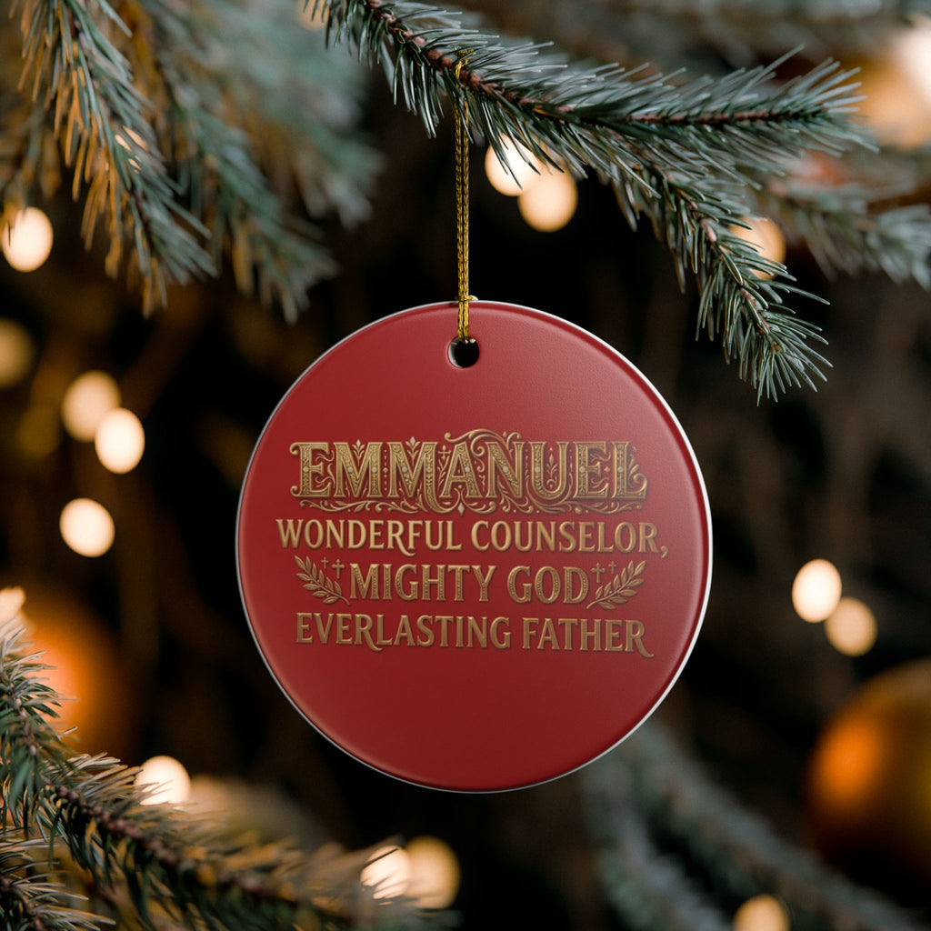 Ceramic Ornament — Emmanuel, Wonderful Counselor, Mighty God