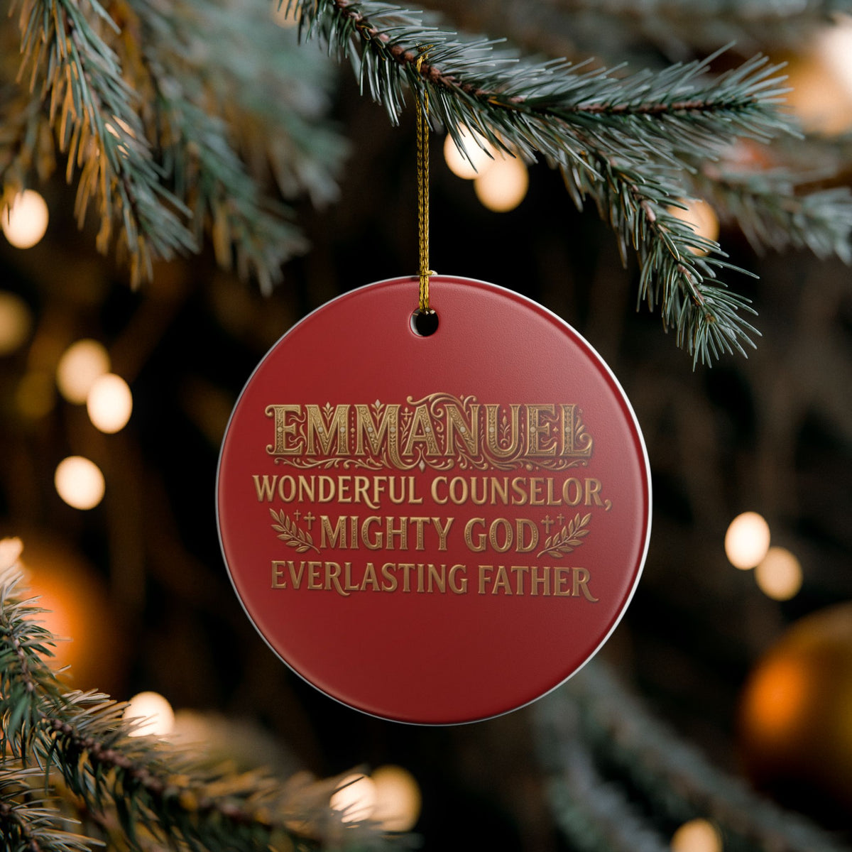 Ceramic Ornament — Emmanuel, Wonderful Counselor, Mighty God