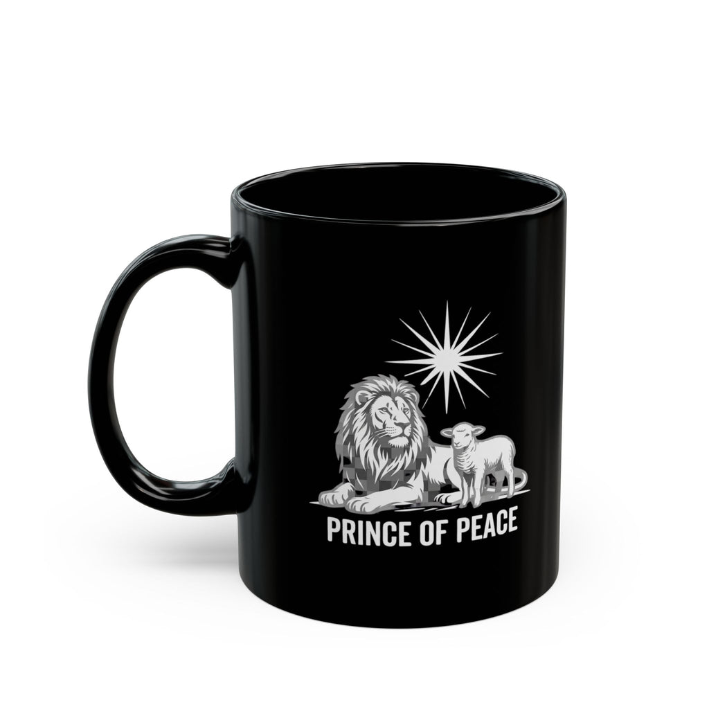 Prince of Peace Black Mug — Lion & Lamb Christian Coffee Mug (11oz/15oz)
