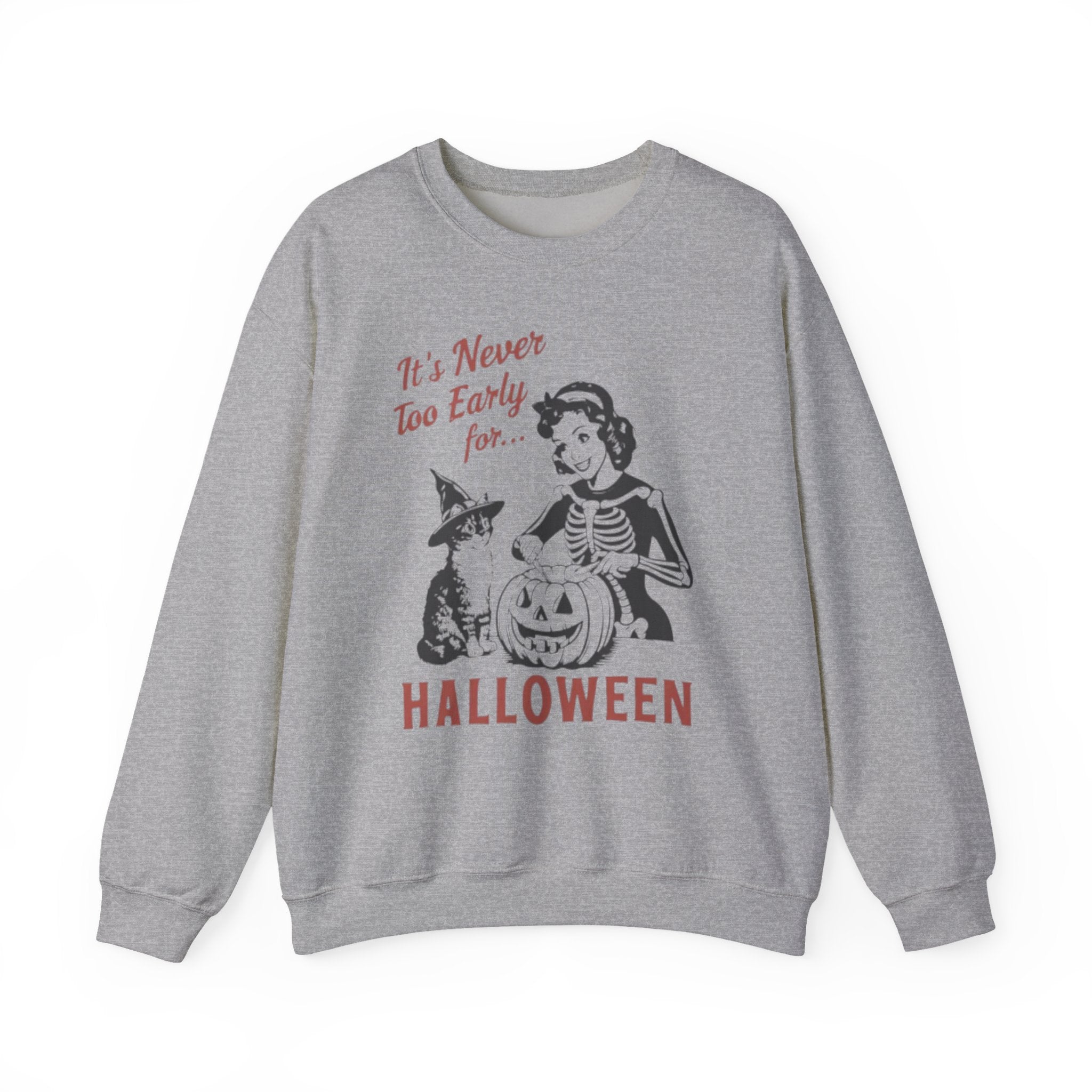 It’s Never Too Early for Halloween Retro Skeleton Cat Sweatshirt