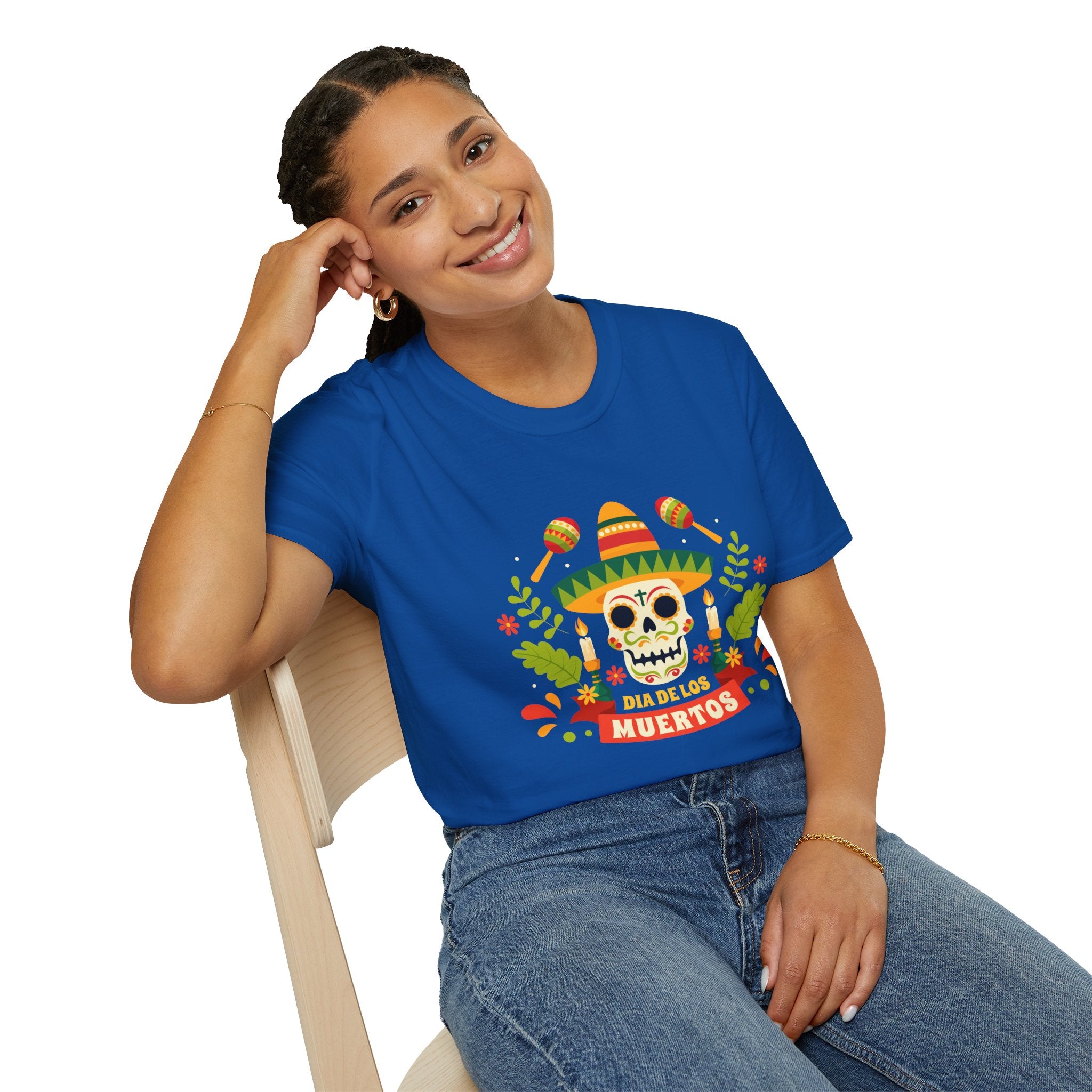 Dia de los Muertos T-Shirt, Unisex Softstyle Tee, Halloween Apparel, Mexican Celebration Shirt, Cultural Celebration Outfit, Gift Idea
