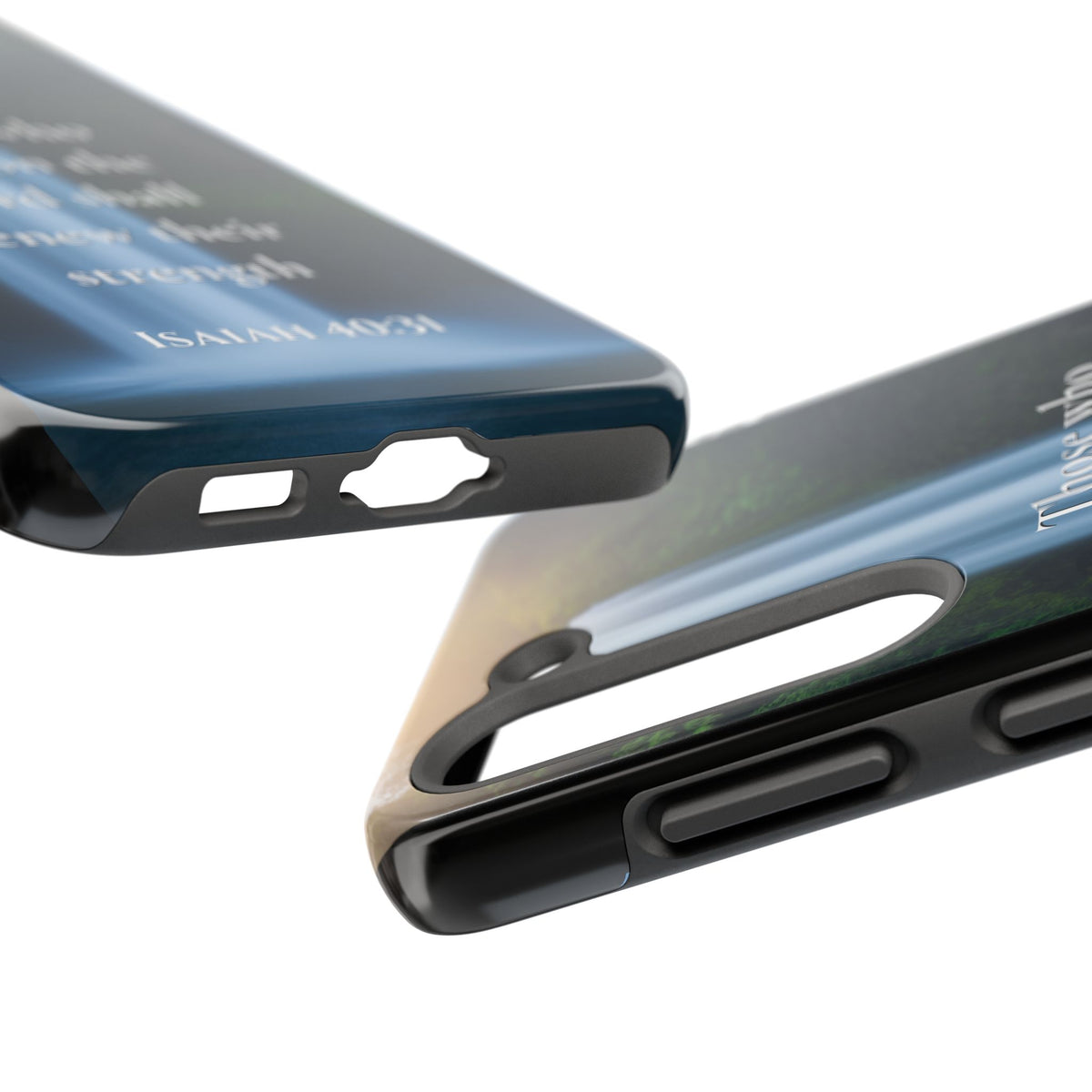 Christian Phone Case — "Those Who Wait on the Lord Shall Renew Their Strength" (Isaiah 40:31) Waterfall Design