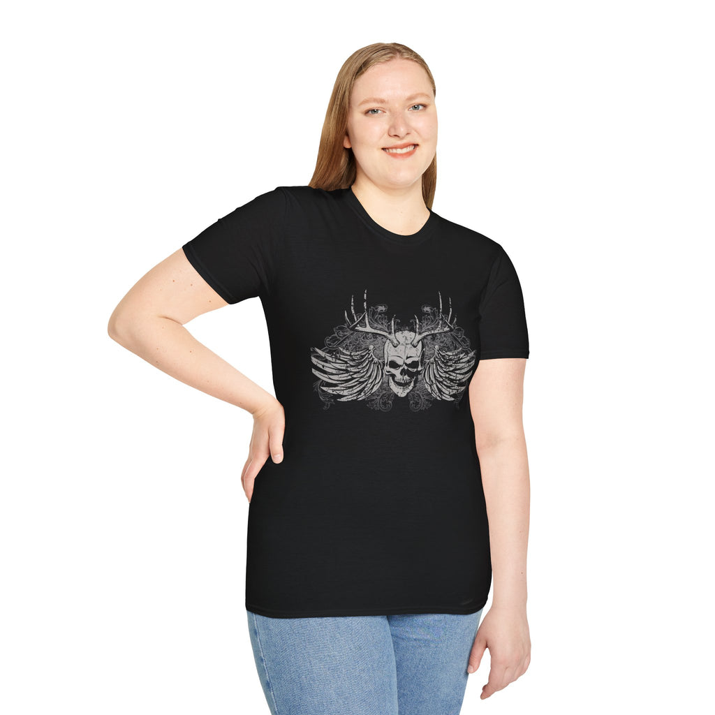 Edgy Skull Wings T-Shirt - Alternative Rock Fashion, Halloween Costume, Grunge Style, Casual Wear, Unisex Gift