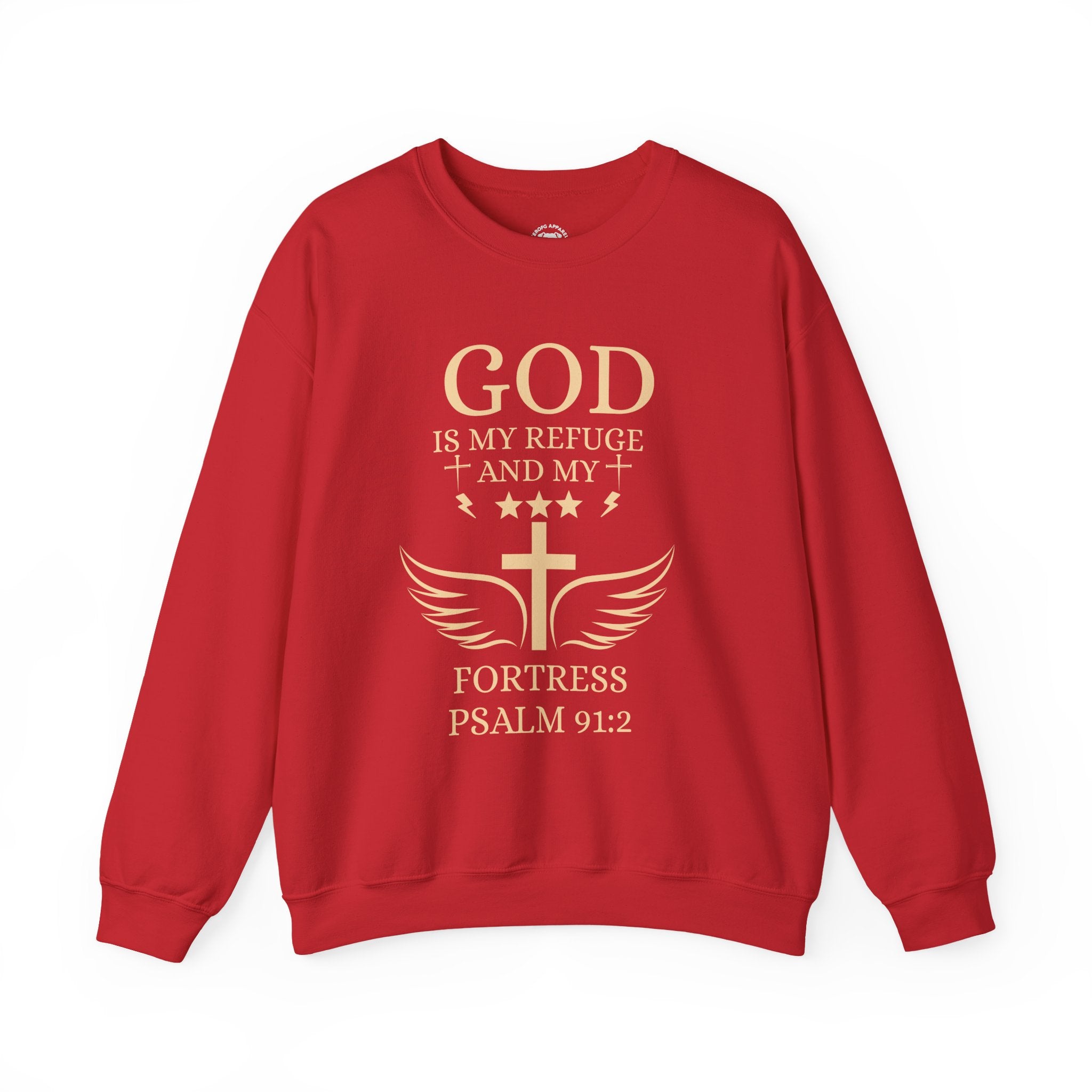 Christian Crewneck Sweatshirt - "God Is My Refuge and My Fortress" Psalm 91:2