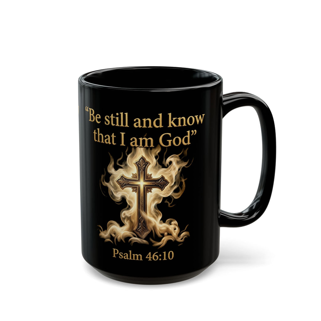 Be Still and Know – Psalm 46:10 Black Christian Mug
