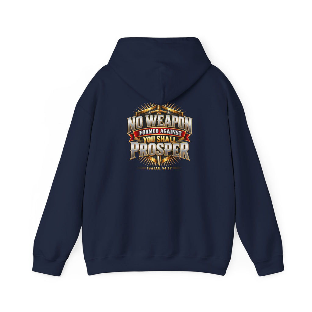 Isaiah 54:17 No Weapon Formed Christian hoodie, another view