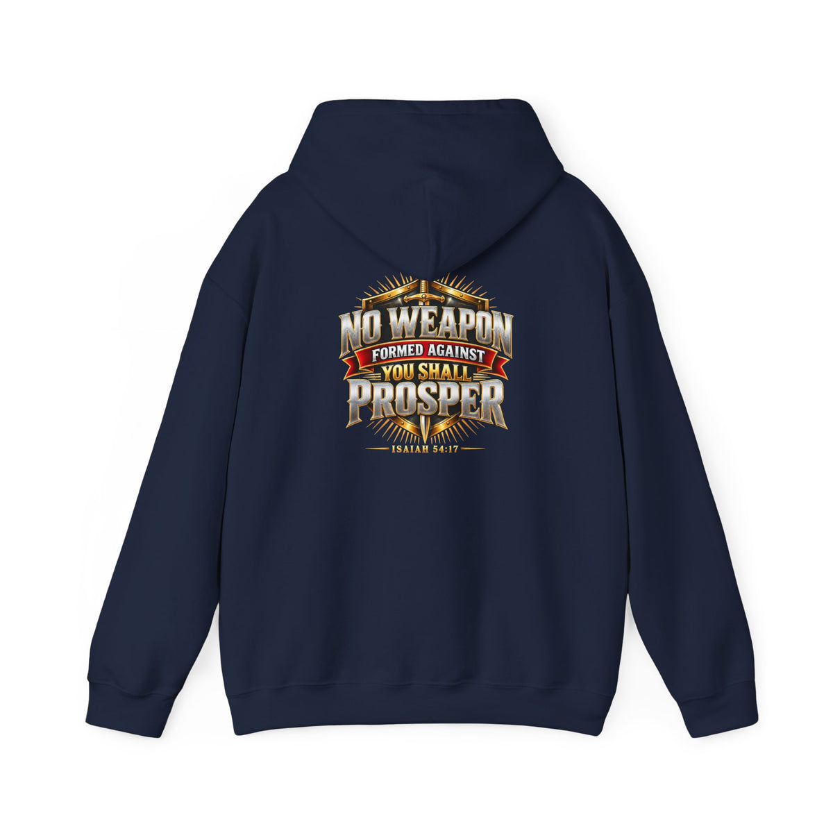 Isaiah 54:17 No Weapon Formed Christian hoodie, another view