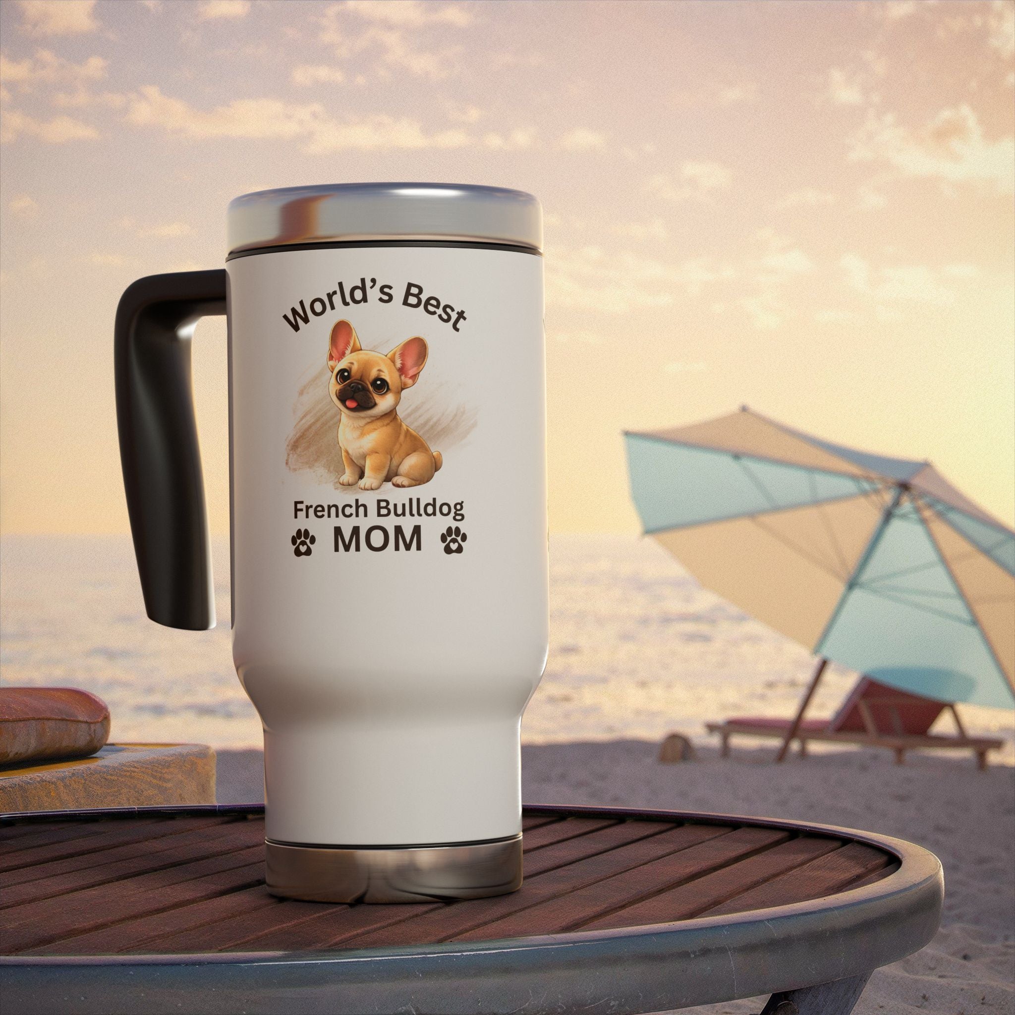 World’s Best French Bulldog Mom Travel Mug – Insulated Coffee Tumbler