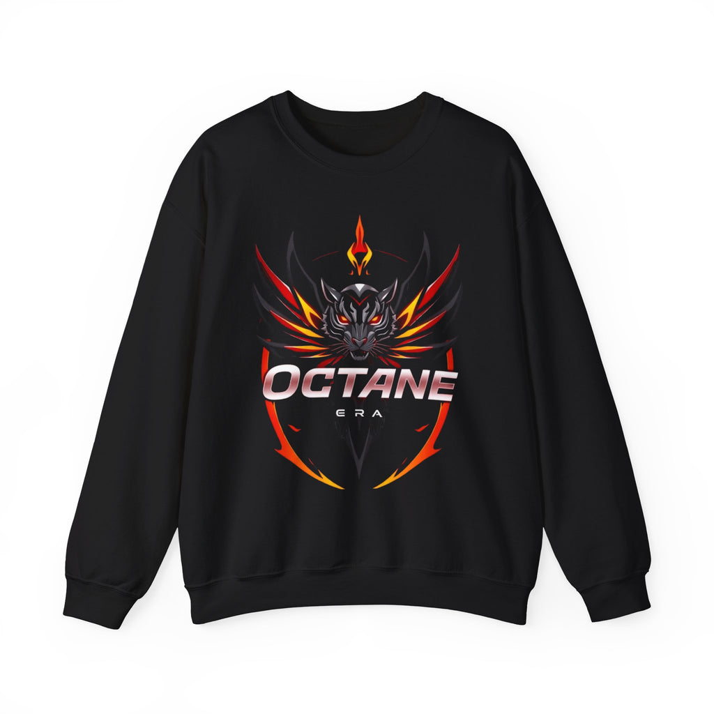 Octane Era Black Sweatshirt – Bold Flame Tiger Design